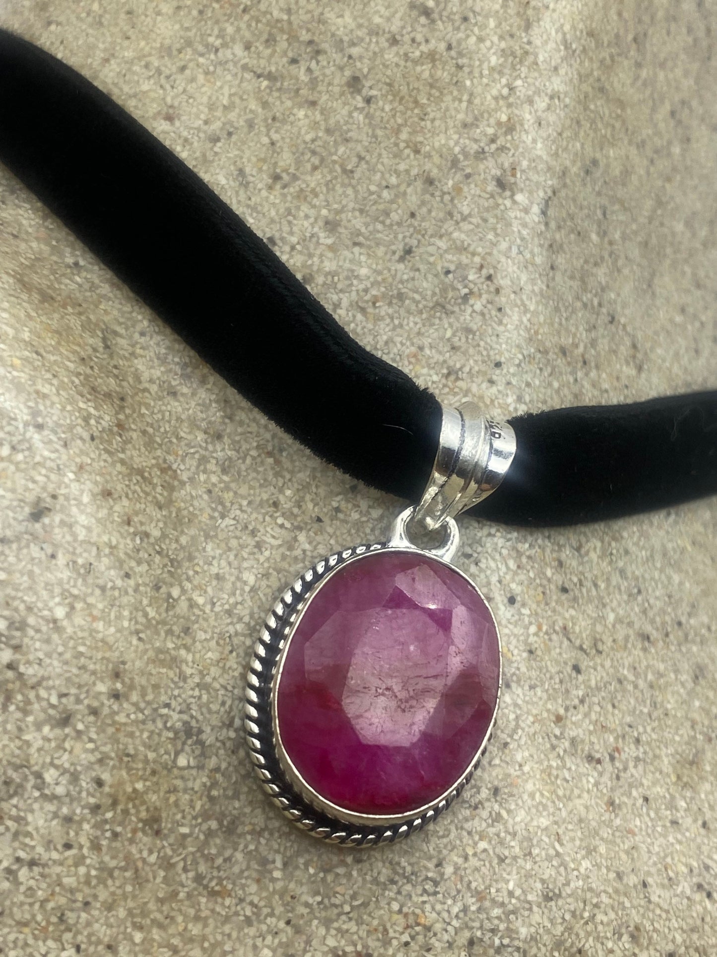 Vintage Antique Pink Raw Ruby Choker Necklace