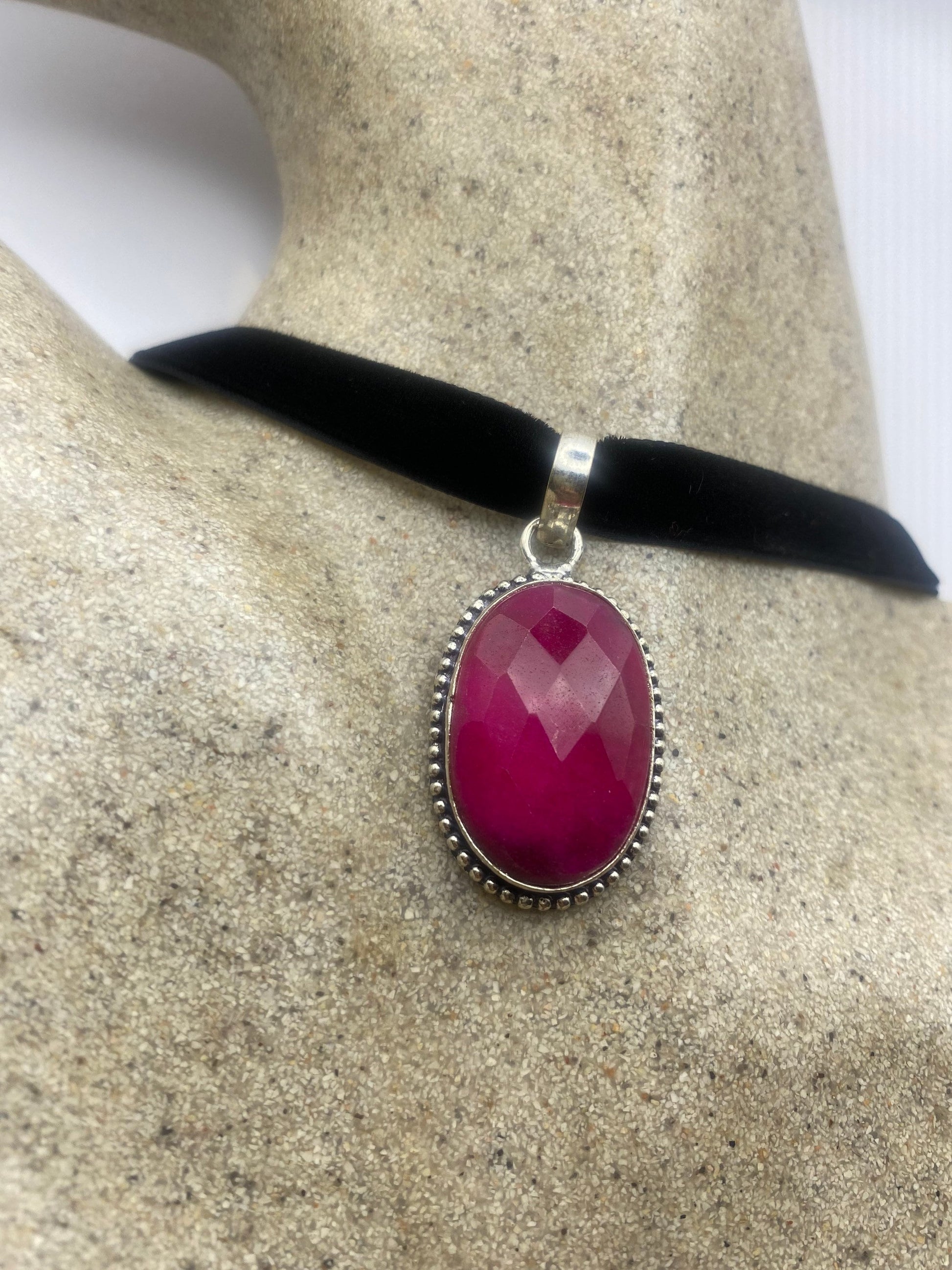 Vintage Antique Pink Raw Ruby Choker Necklace