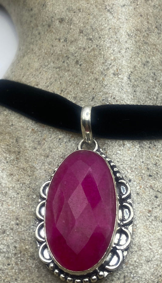 Vintage Antique Pink Raw Ruby Choker Necklace