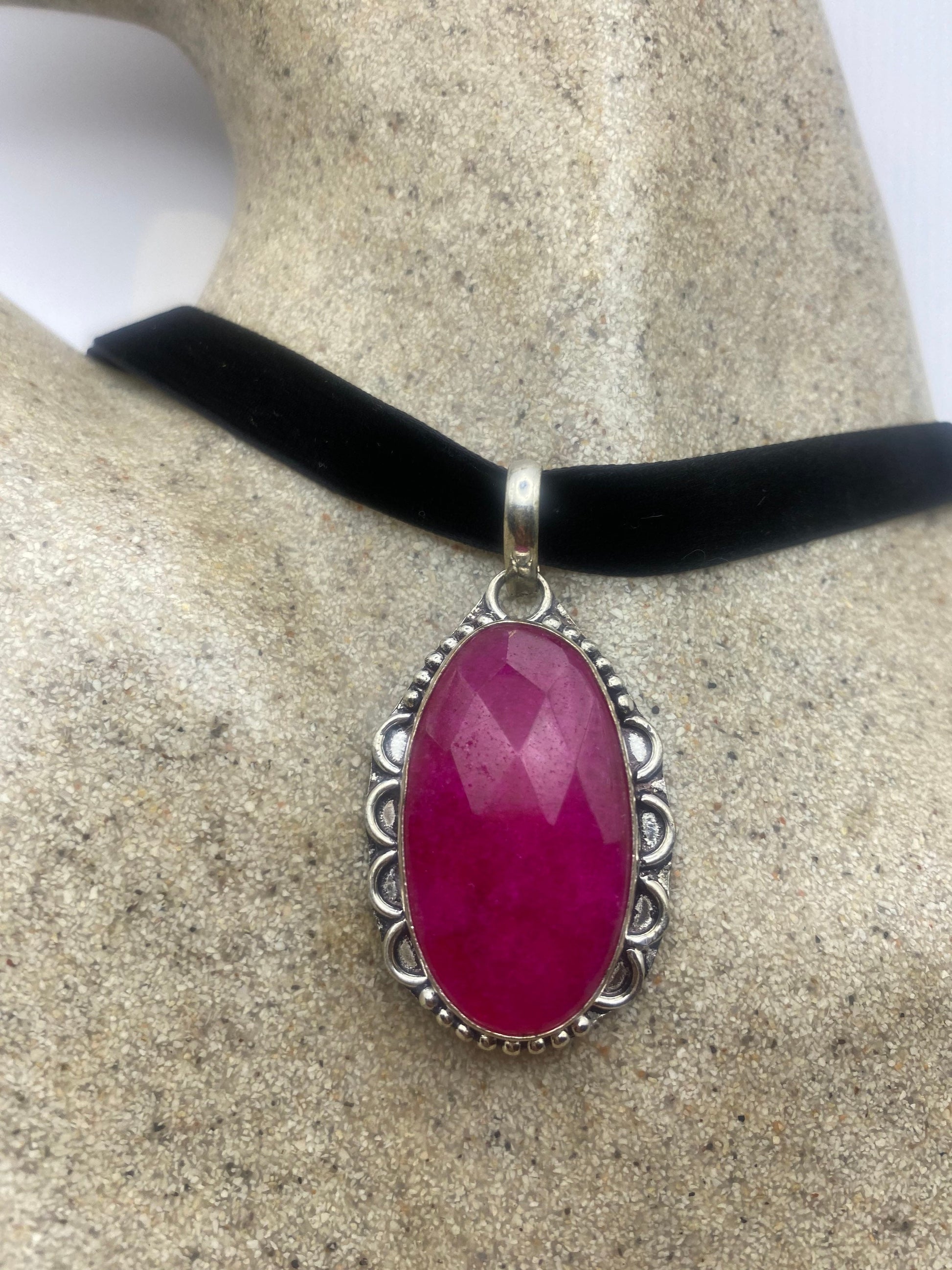 Vintage Antique Pink Raw Ruby Choker Necklace
