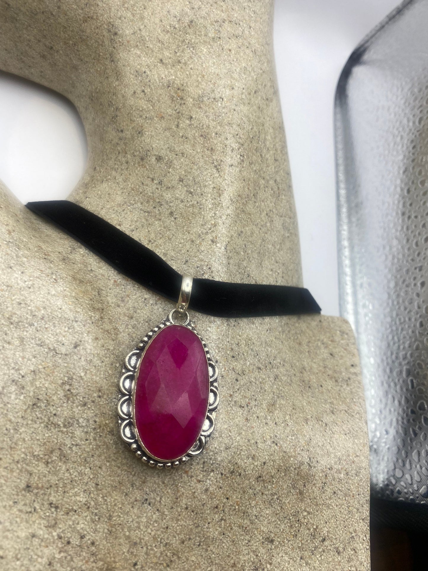 Vintage Antique Pink Raw Ruby Choker Necklace