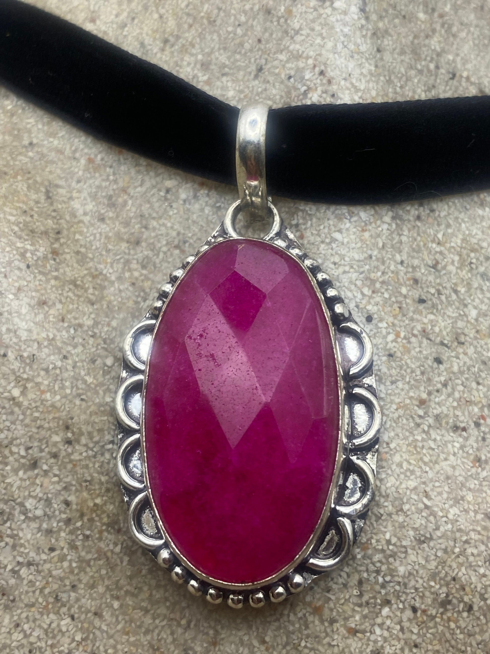 Vintage Antique Pink Raw Ruby Choker Necklace