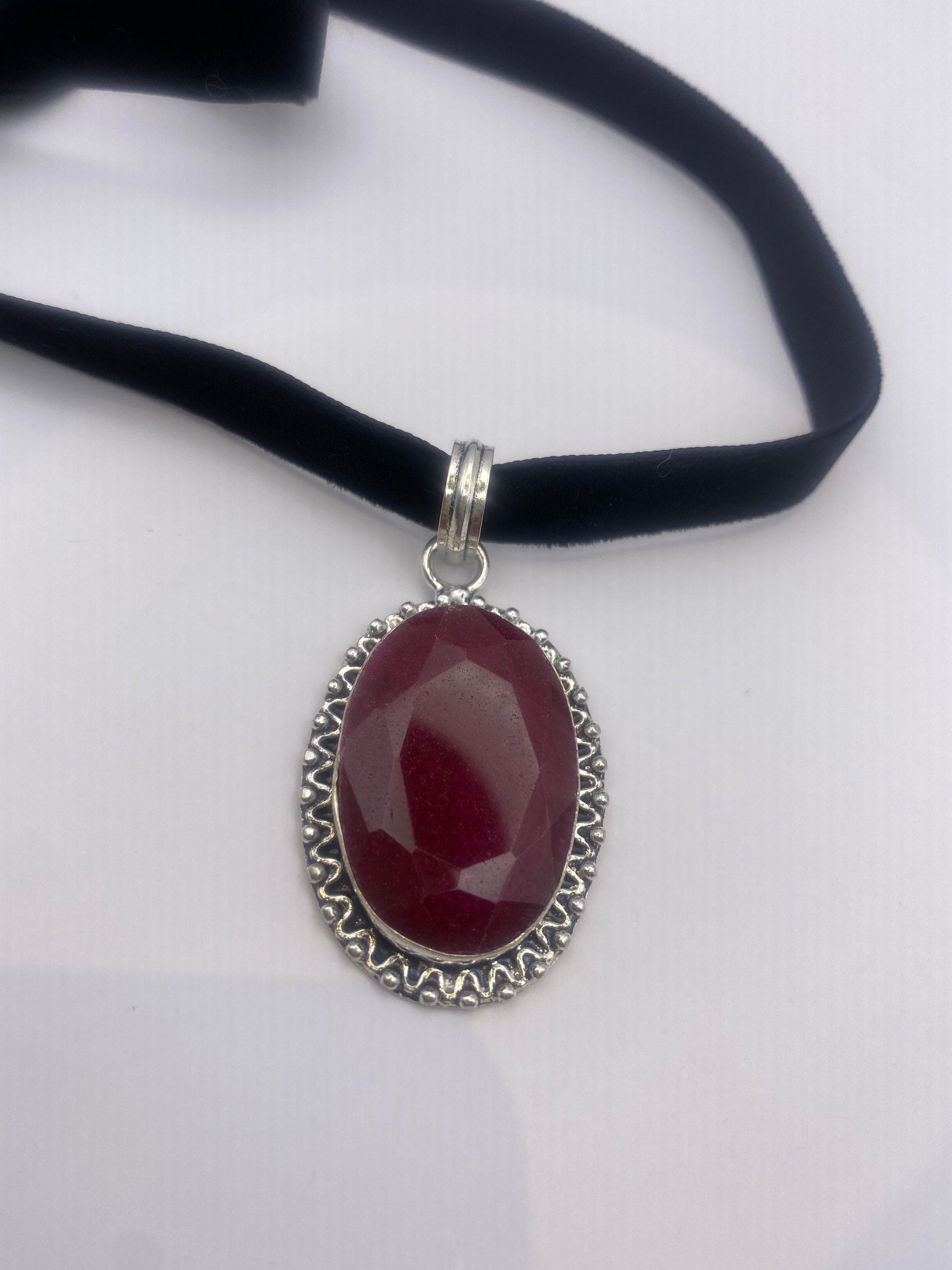 Vintage Antique Pink Raw Ruby Choker Necklace