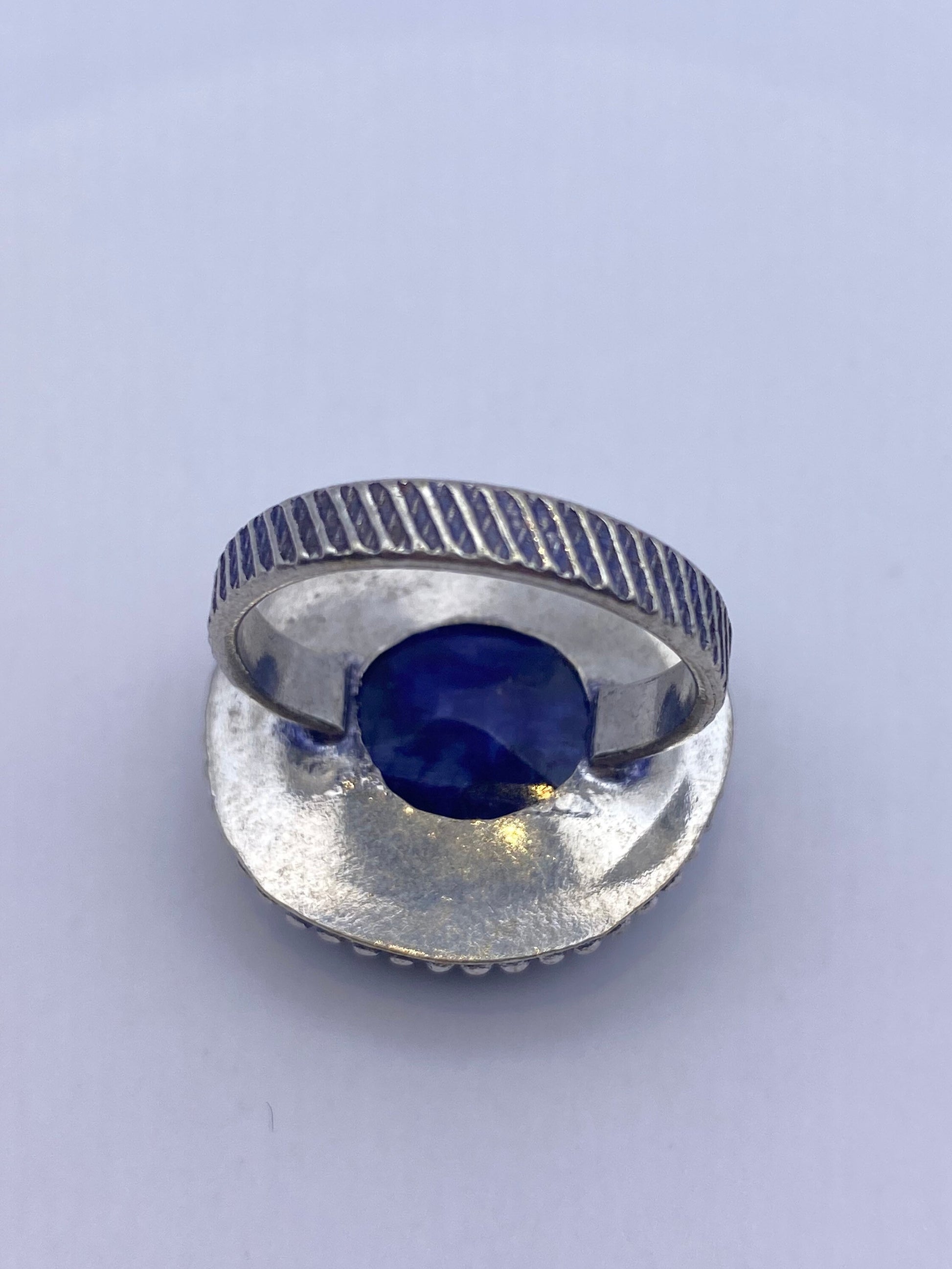 Vintage Blue Raw Sapphire Ring Boho Statement