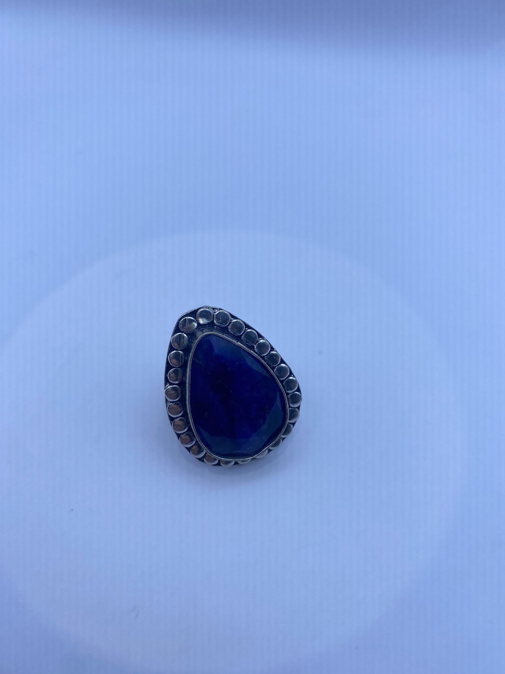 Vintage Blue Raw Sapphire Ring Boho Statement