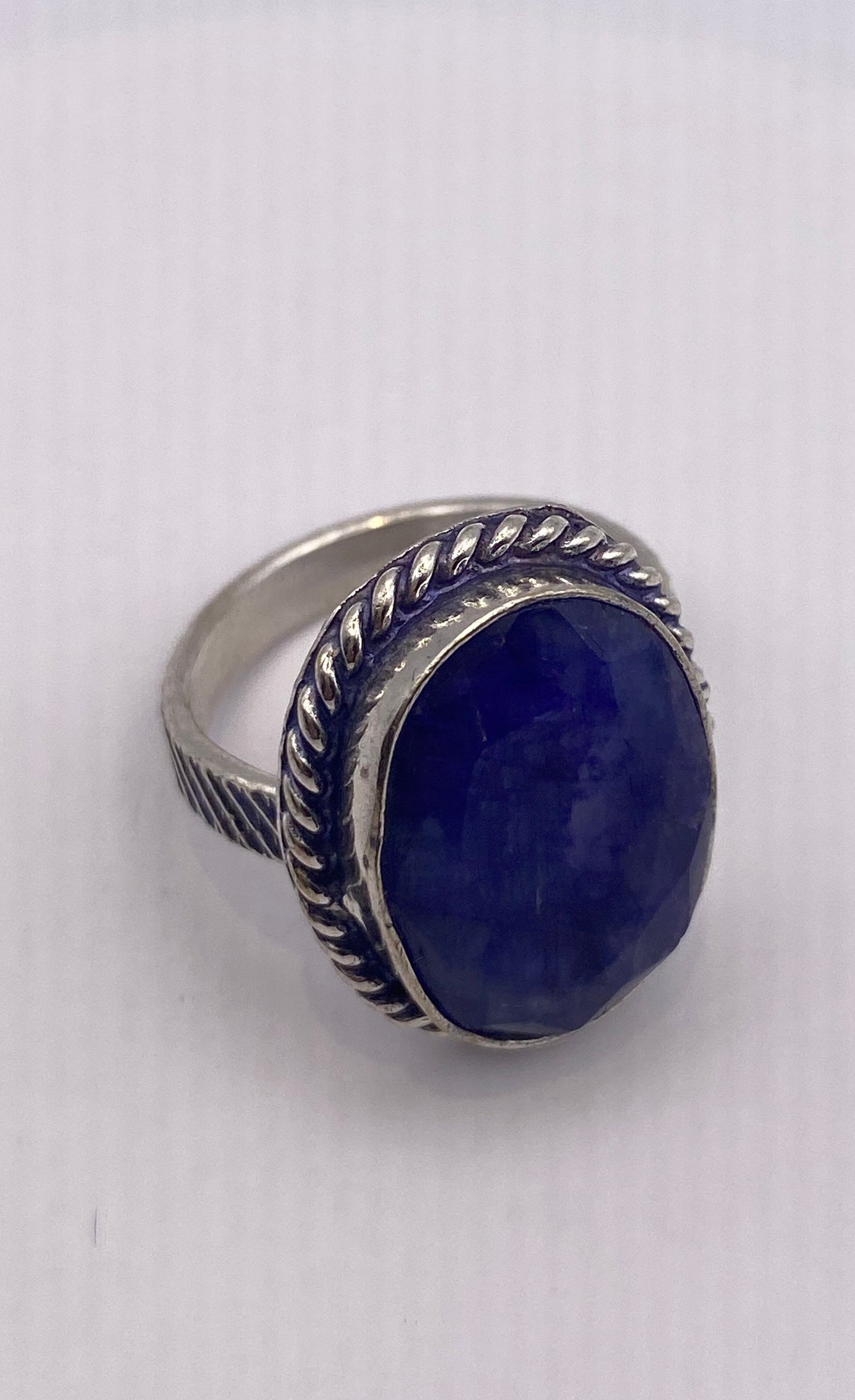 Vintage Blue Raw Sapphire Ring Boho Statement