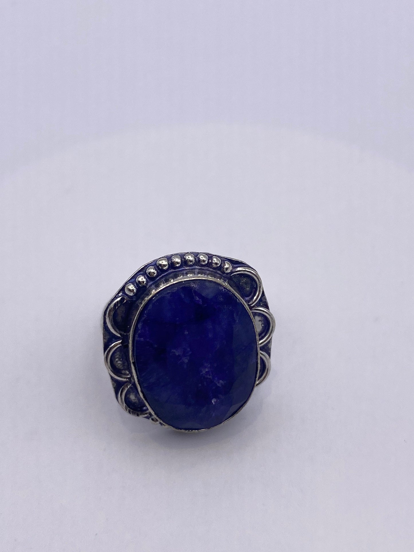 Vintage Blue Raw Sapphire Ring Boho Statement