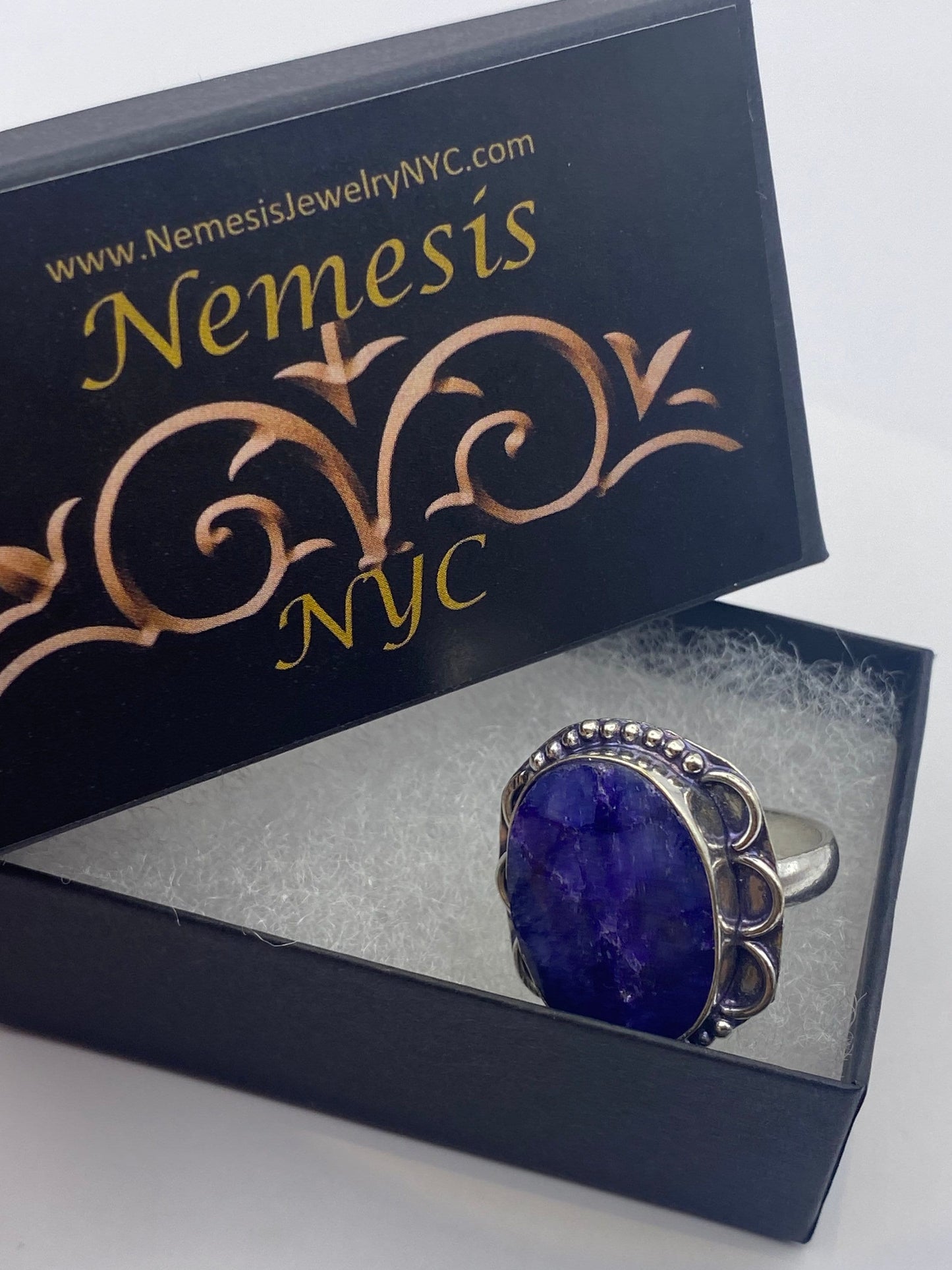 Vintage Blue Raw Sapphire Ring Boho Statement