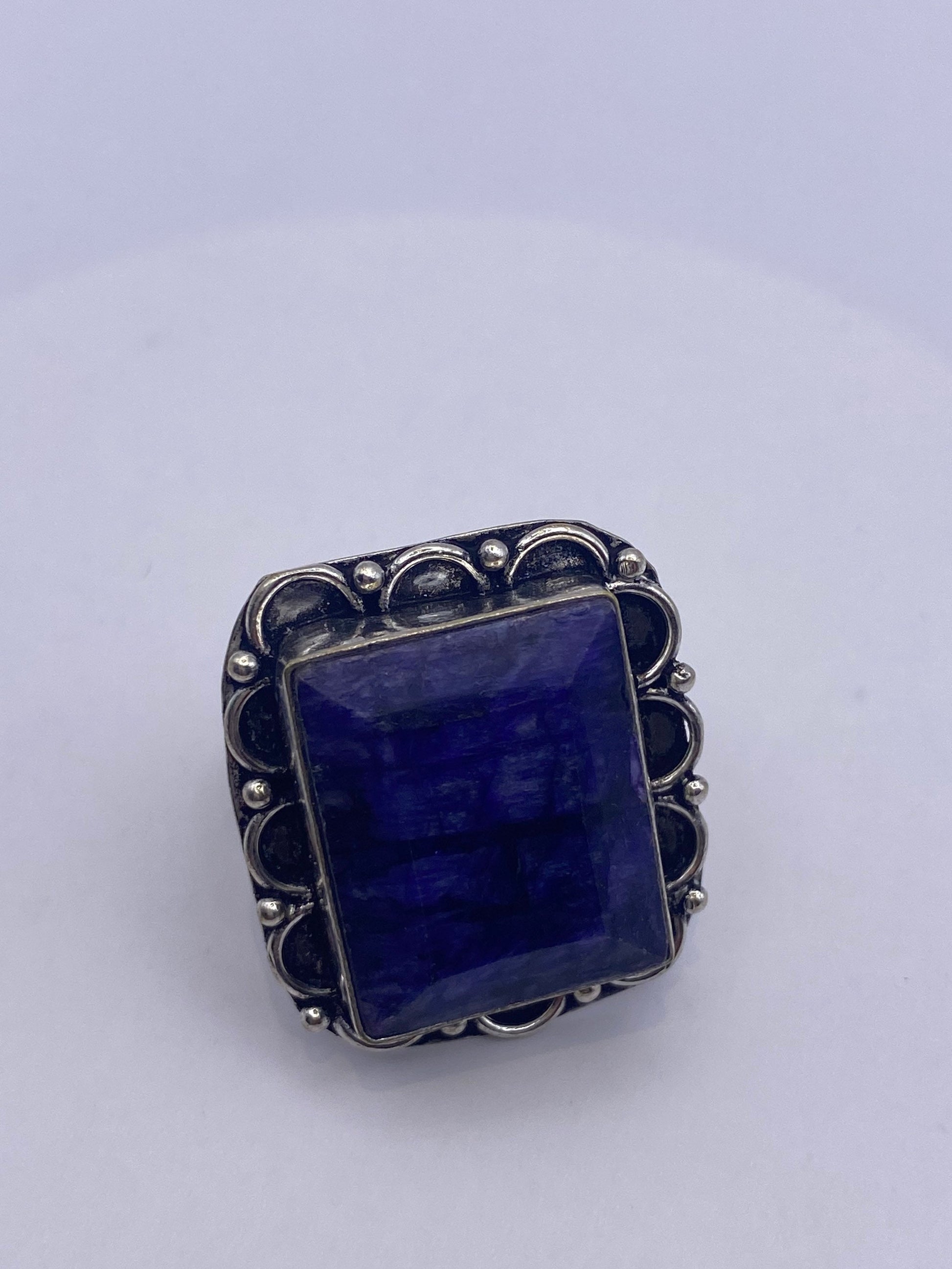 Vintage Blue Raw Sapphire Ring Boho Statement