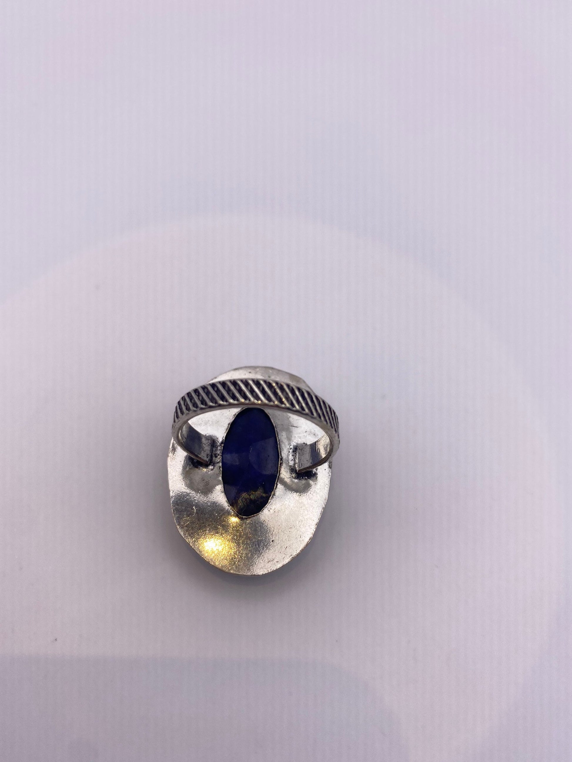 Vintage Blue Raw Sapphire Ring Boho Statement