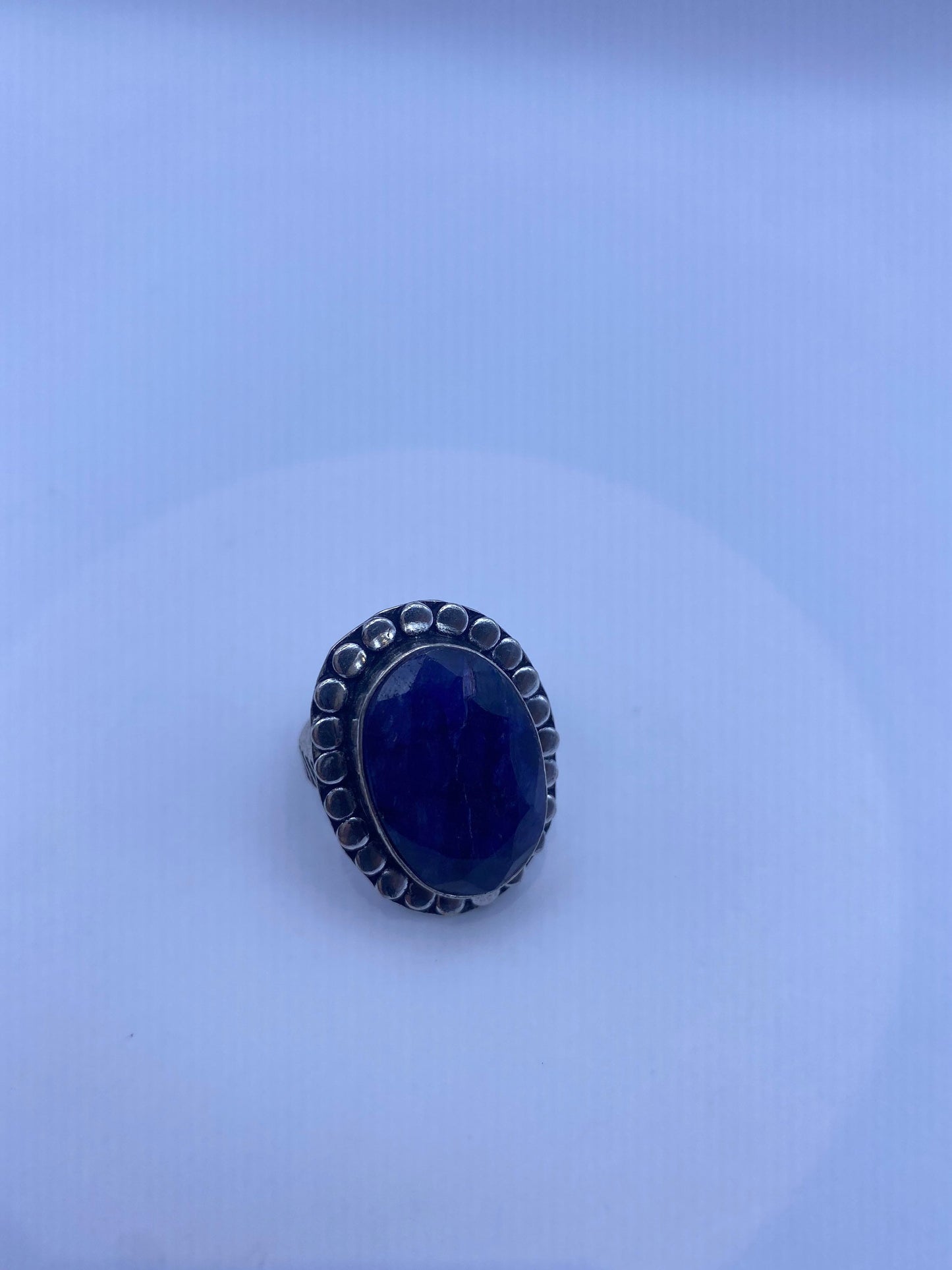 Vintage Blue Raw Sapphire Ring Boho Statement