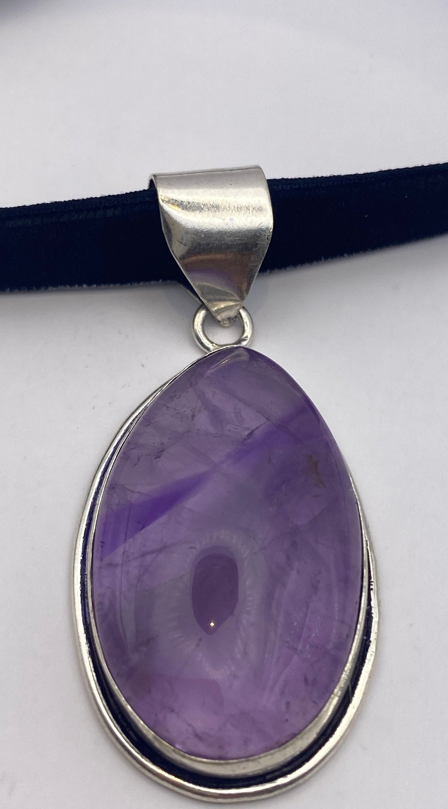 Vintage Amethyst Choker Necklace Bohemian Cabochon Purple Genuine