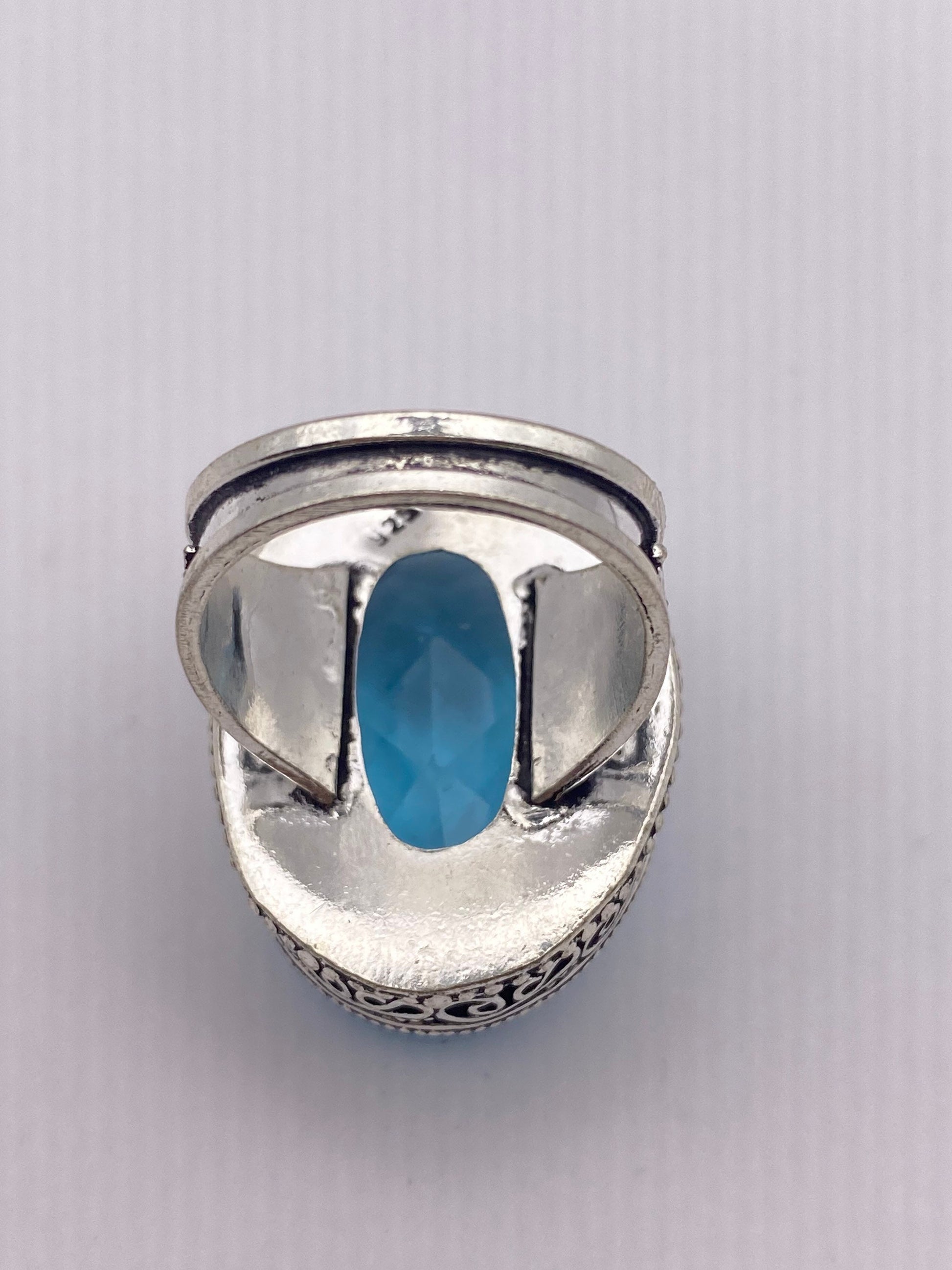Vintage Aquamarine Vintage Art Glass Deco Ring