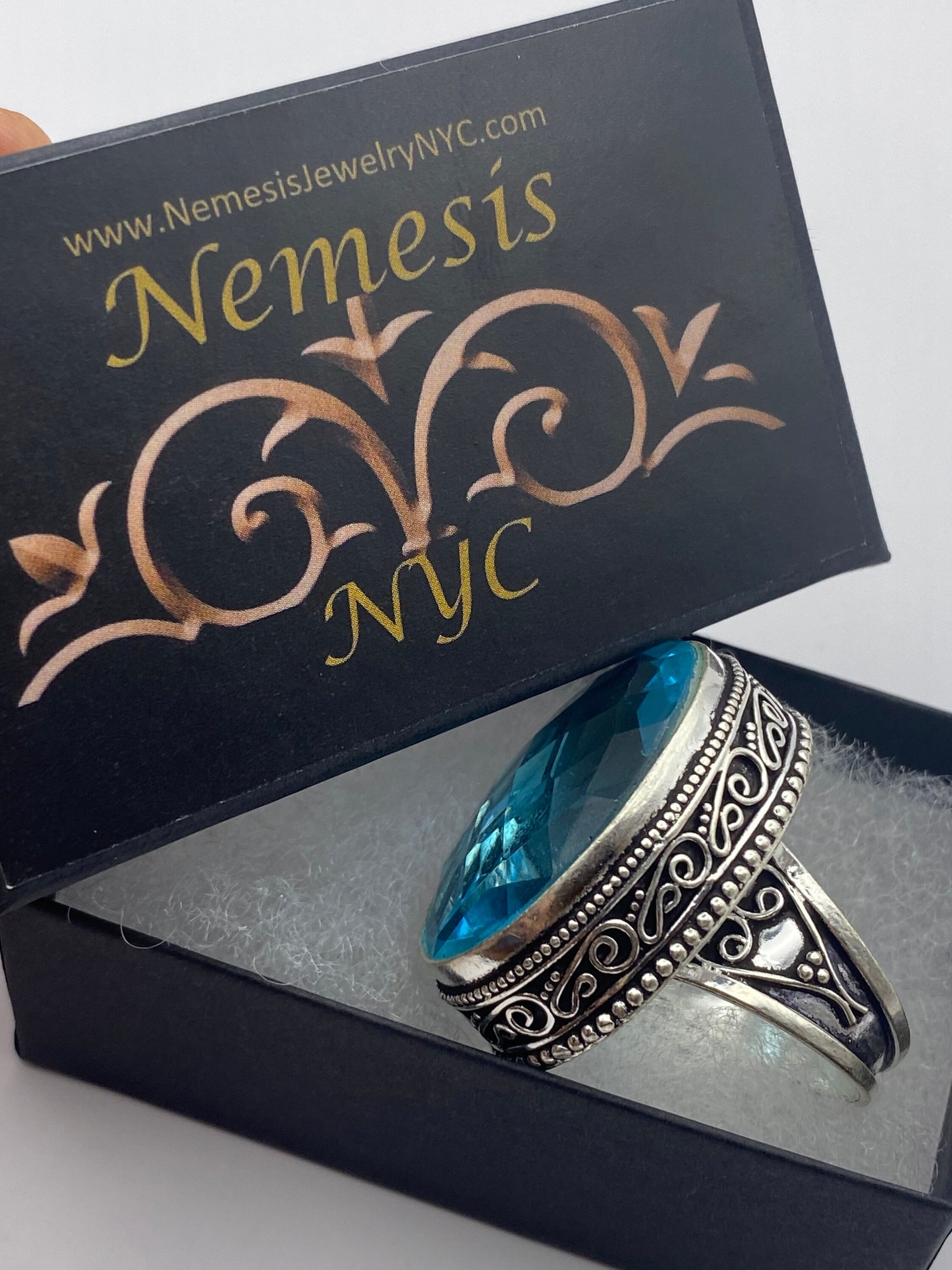 Vintage Aquamarine Vintage Art Glass Deco Ring