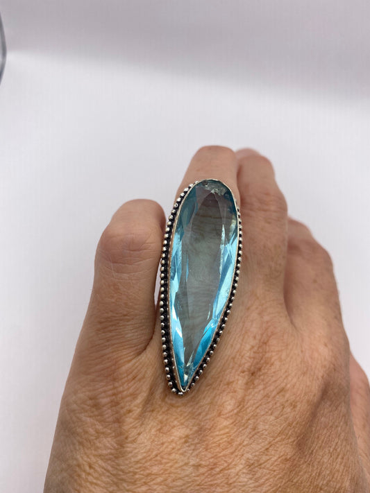 Vintage Aquamarine Vintage Art Glass Deco Ring