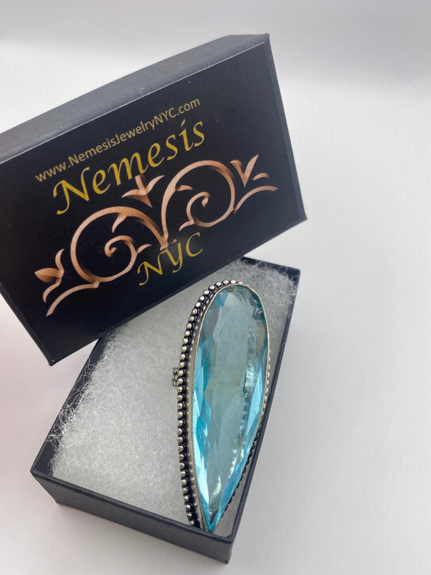 Vintage Aquamarine Vintage Art Glass Deco Ring