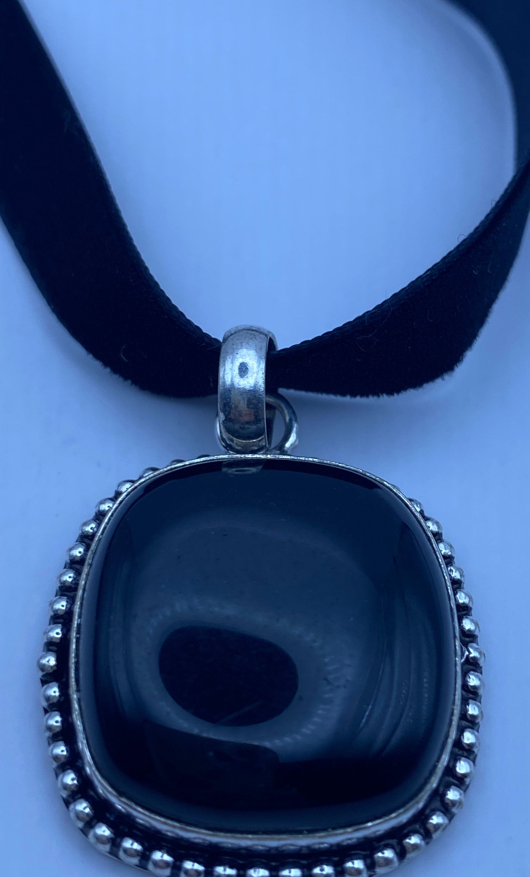 Vintage Black Onyx Choker Pendant Necklace