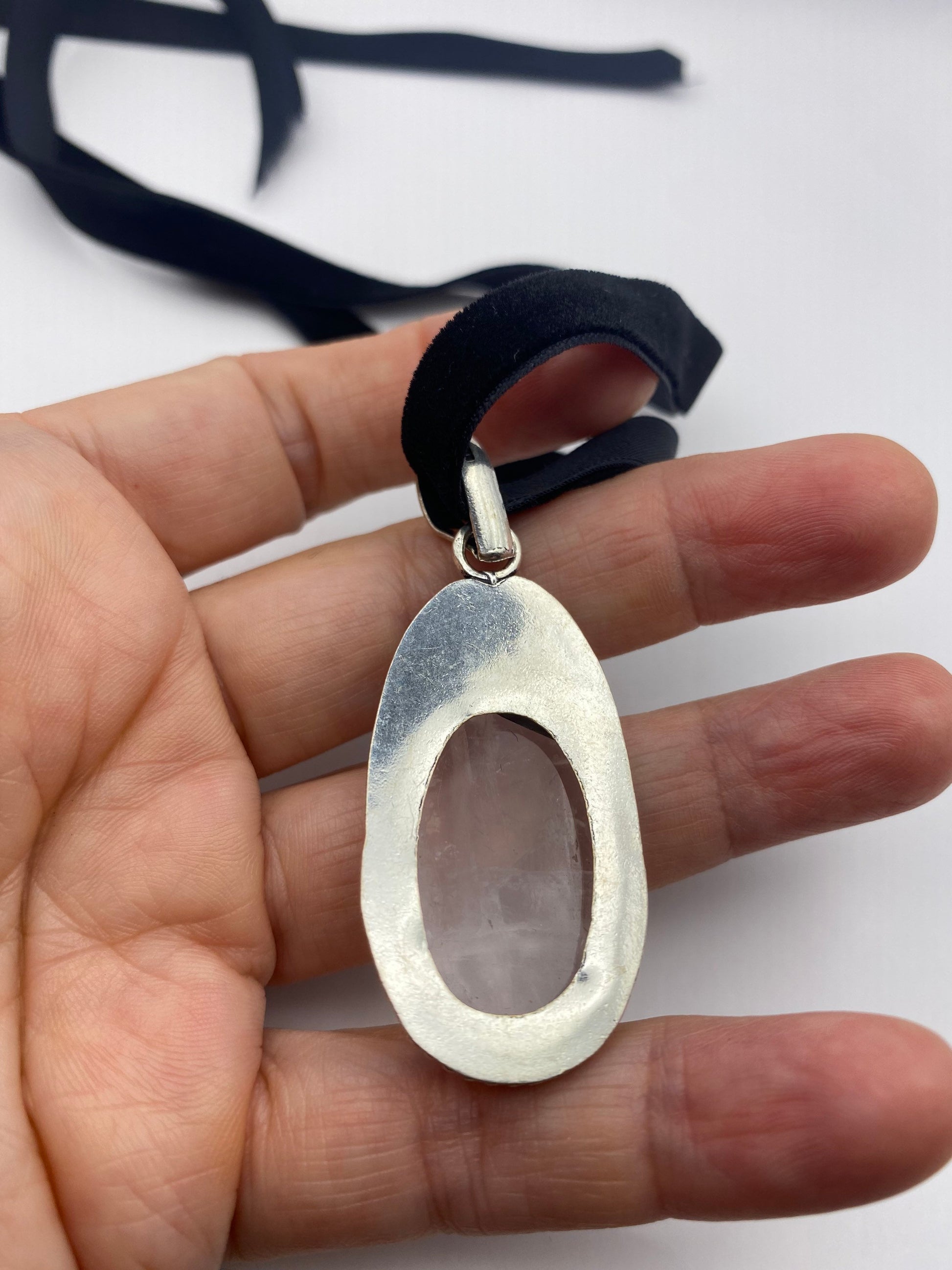 Vintage Rose Quartz Choker Pendant