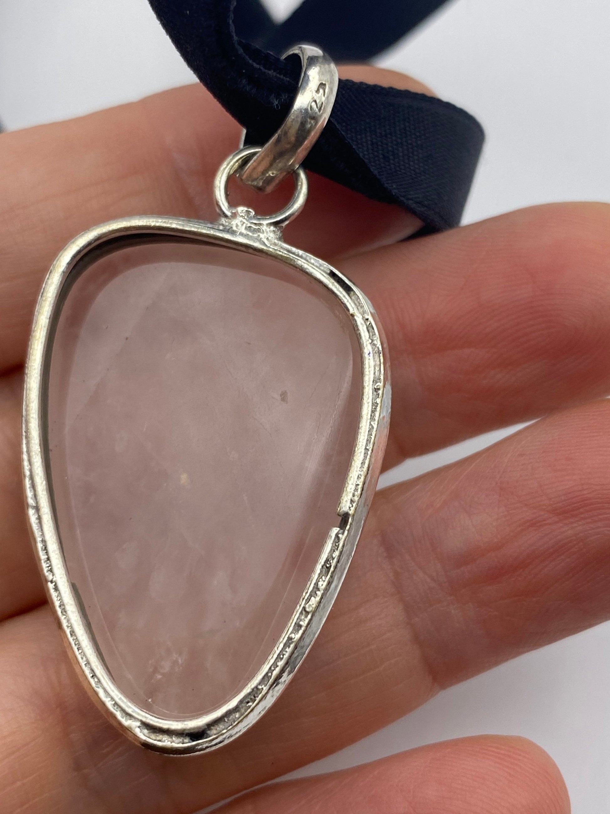 Vintage Rose Quartz Choker Pendant Necklace