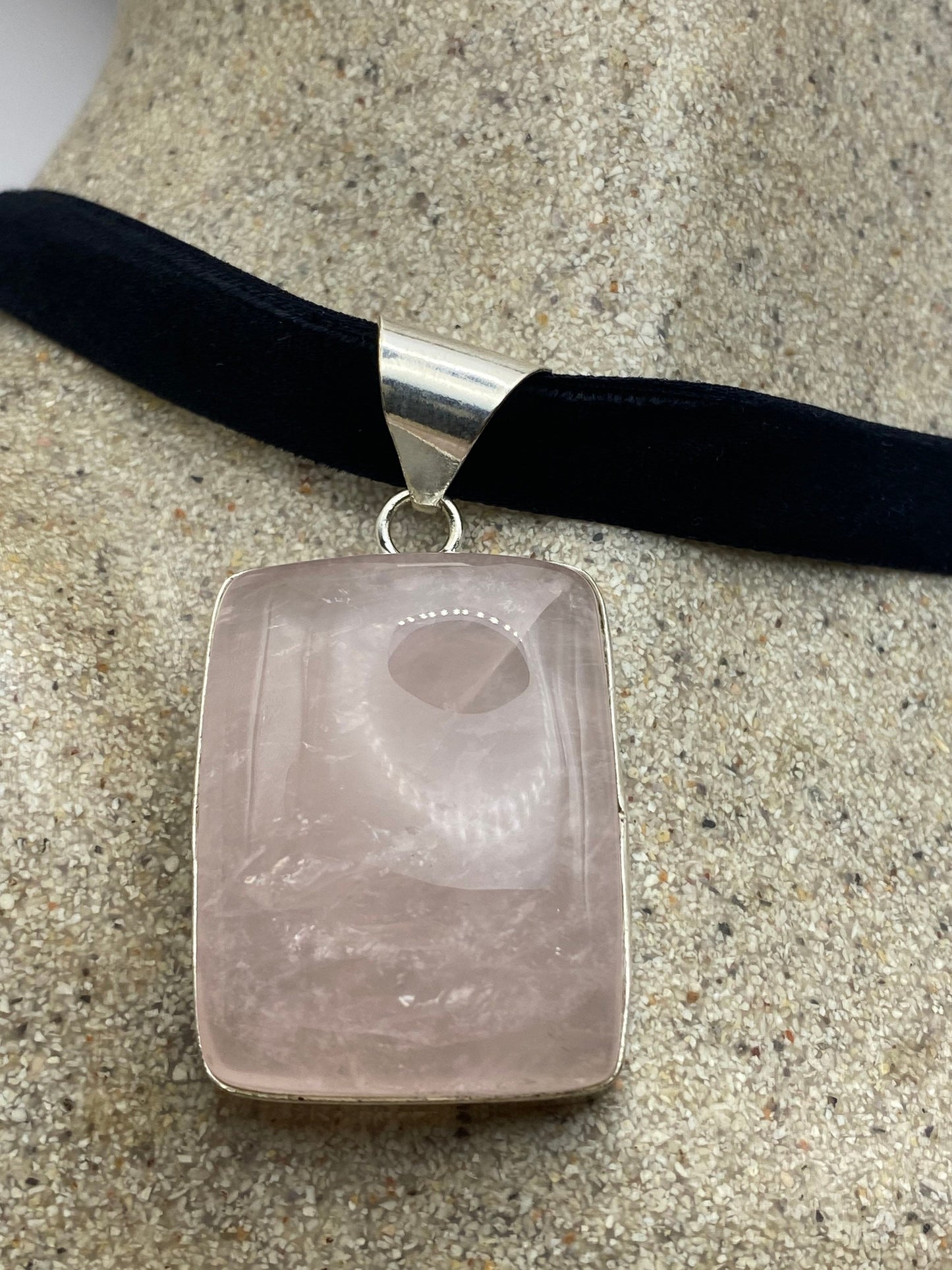 Vintage Rose Quartz Choker Pendant