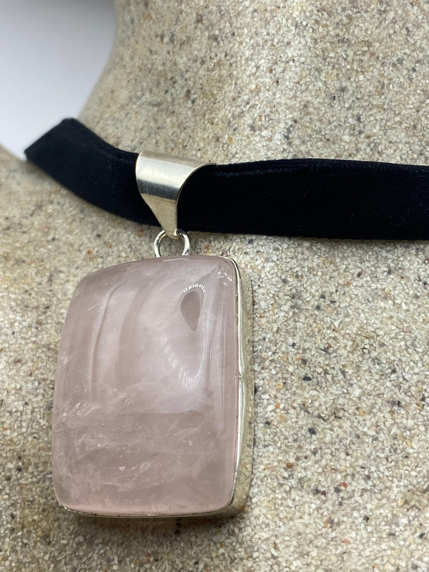 Vintage Rose Quartz Choker Pendant
