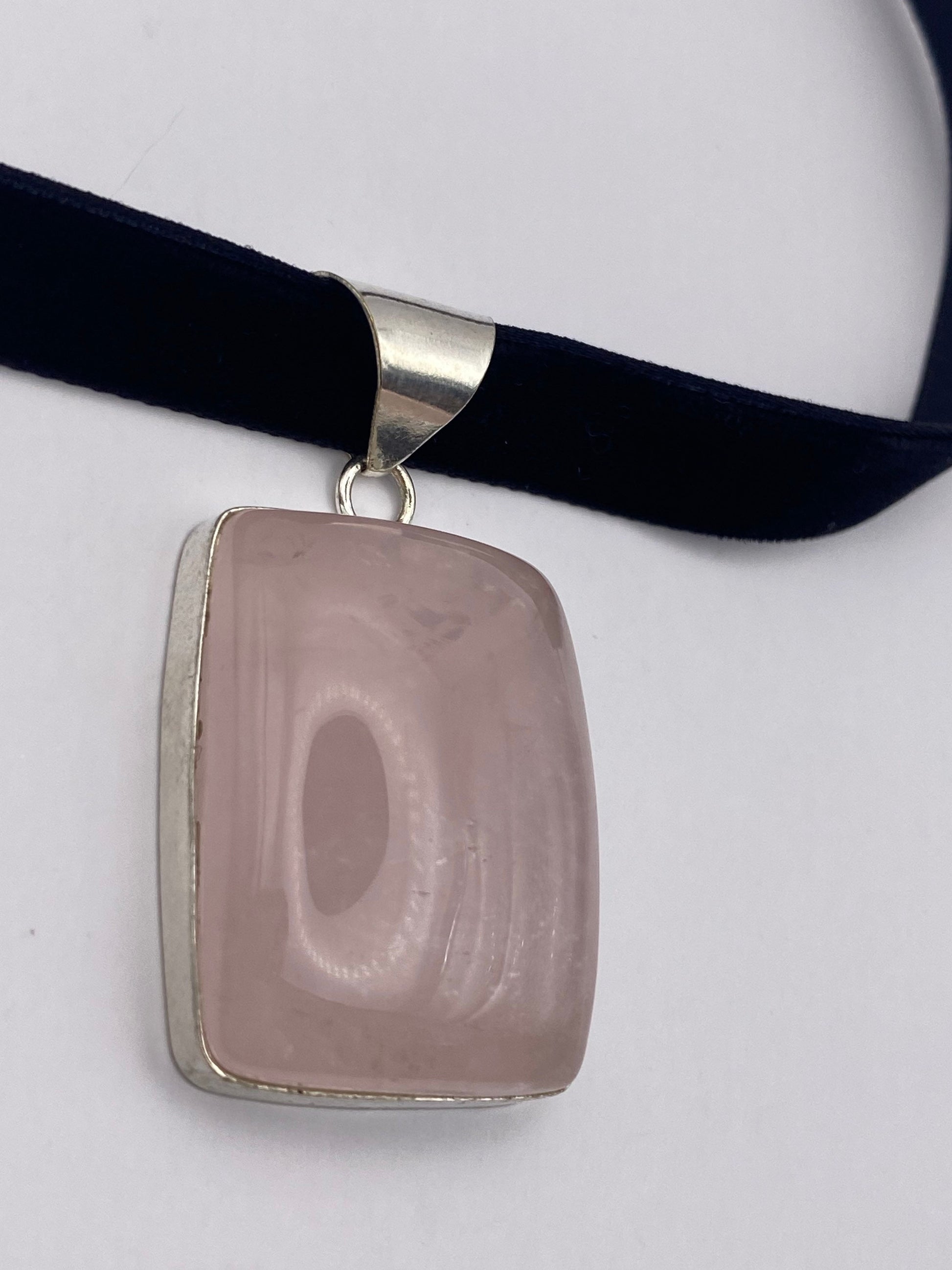 Vintage Rose Quartz Choker Pendant