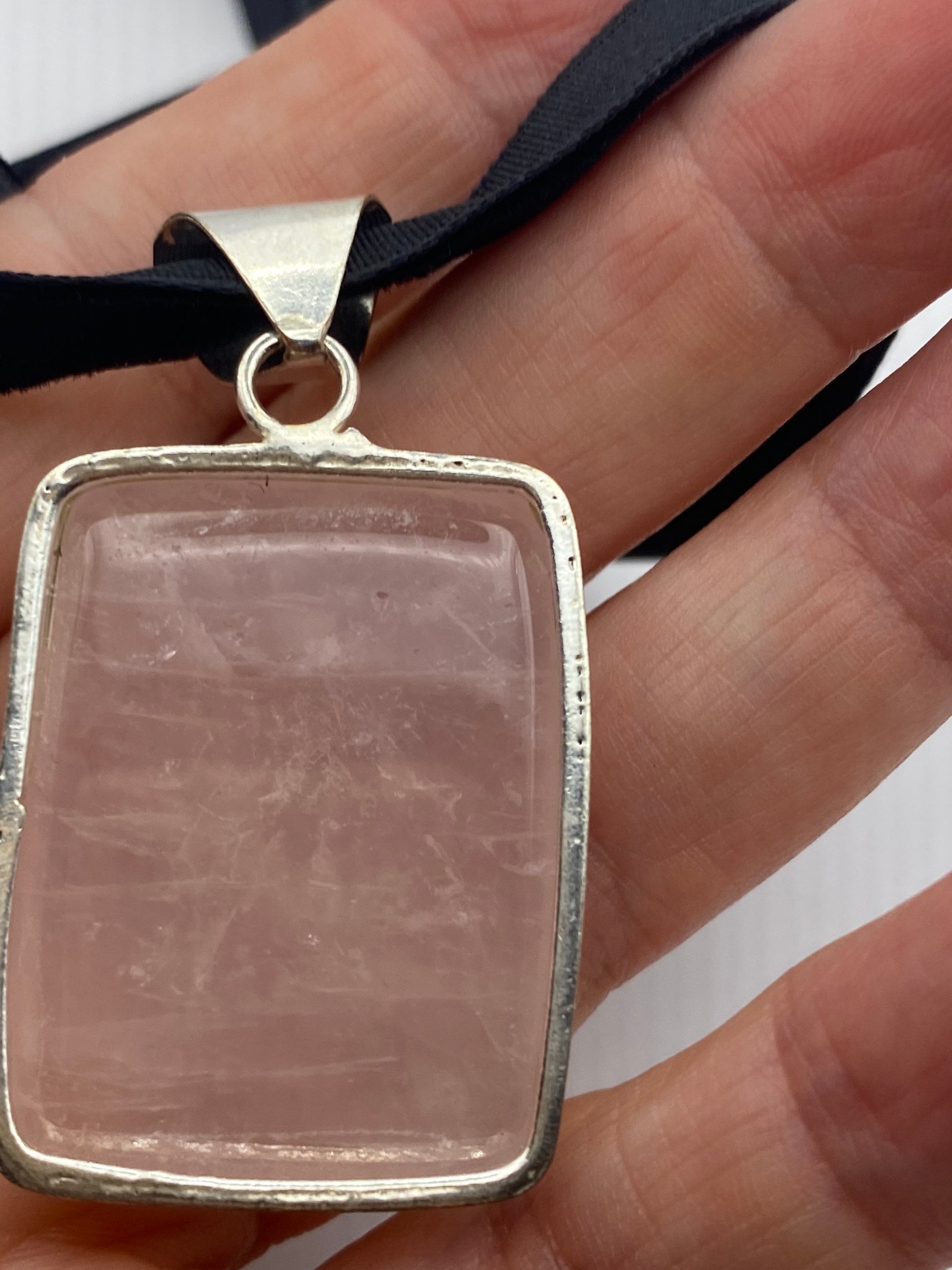 Vintage Rose Quartz Choker Pendant