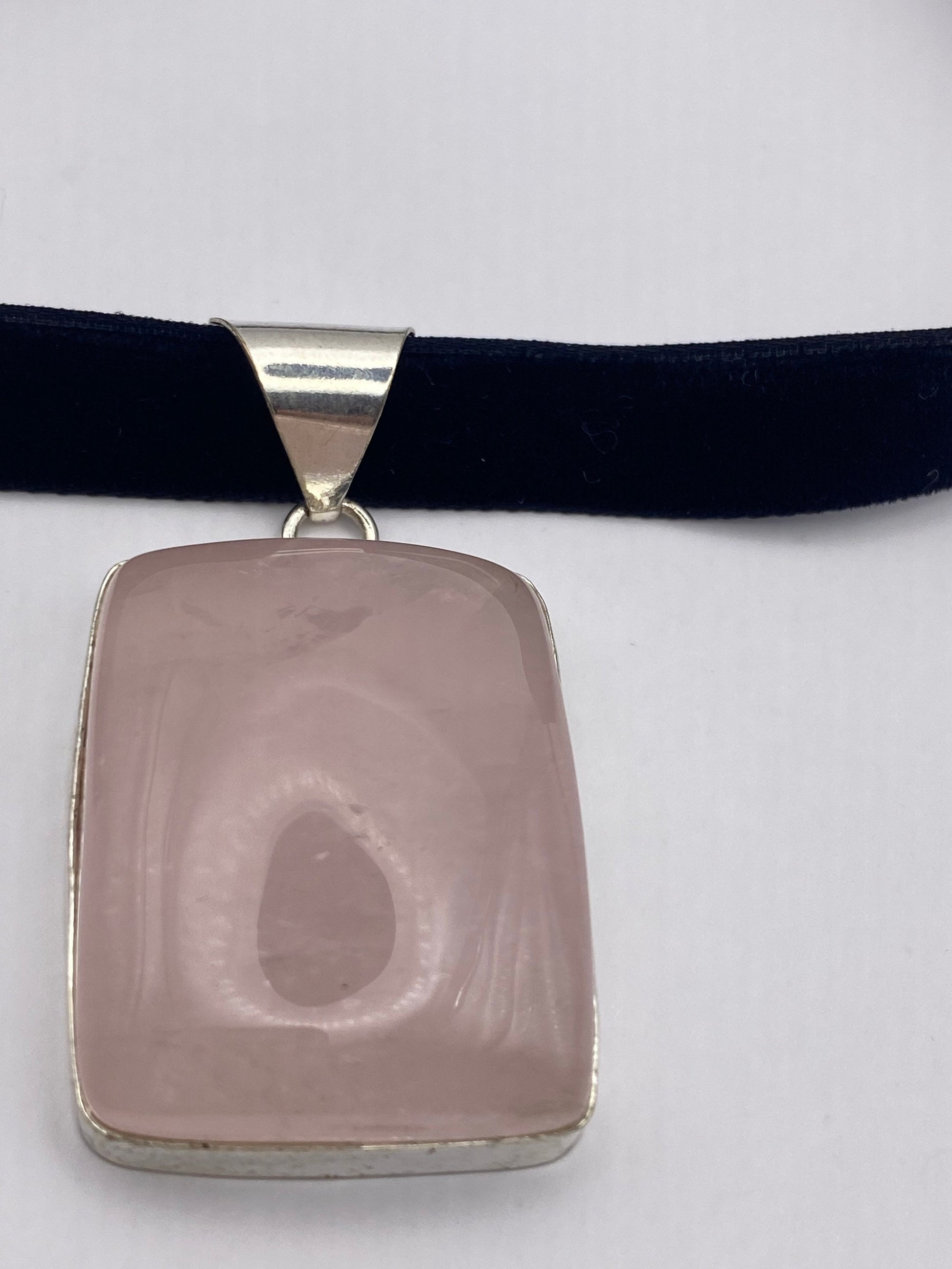 Vintage Rose Quartz Choker Pendant