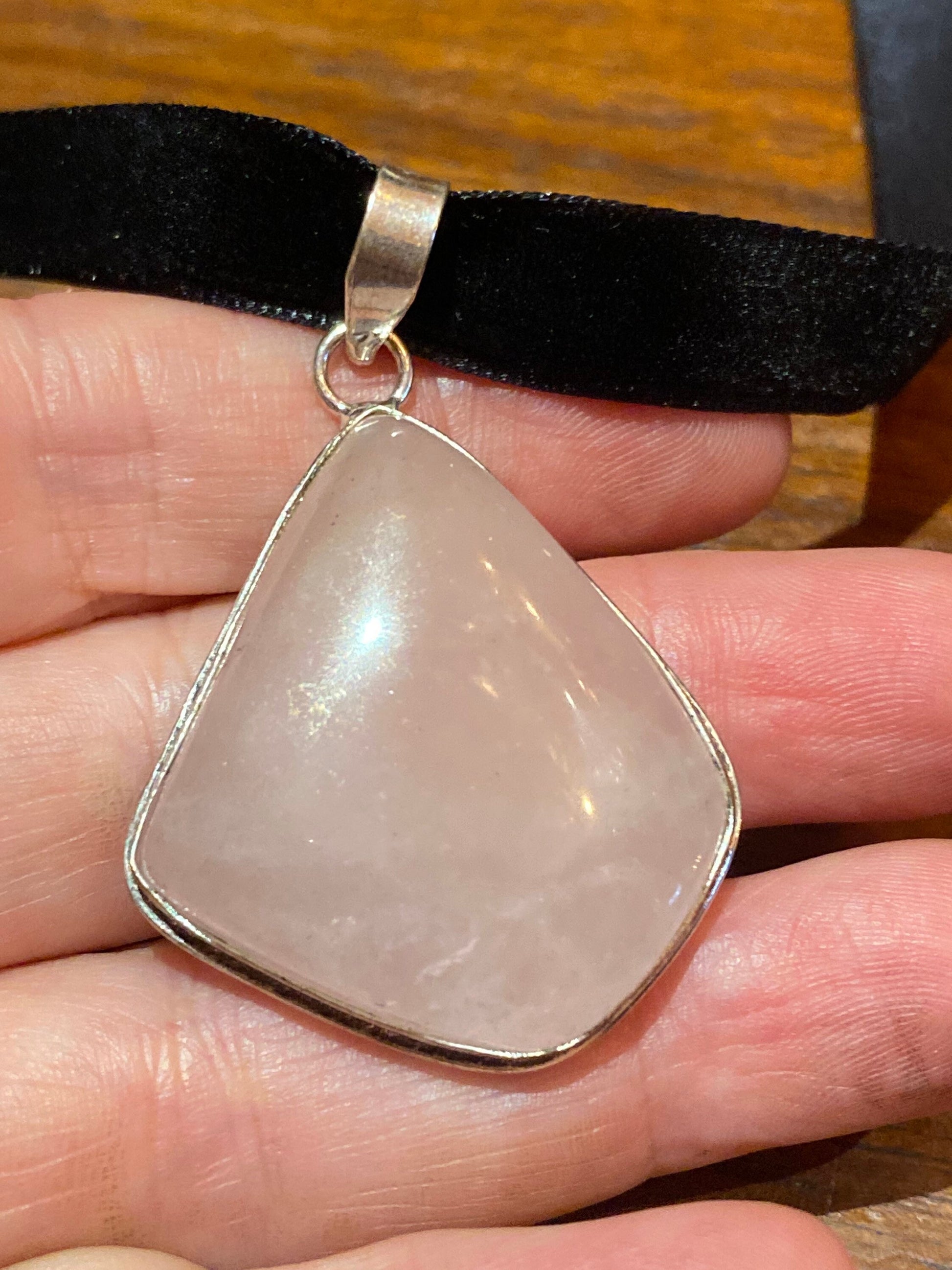Vintage Rose Quartz Choker Pendant