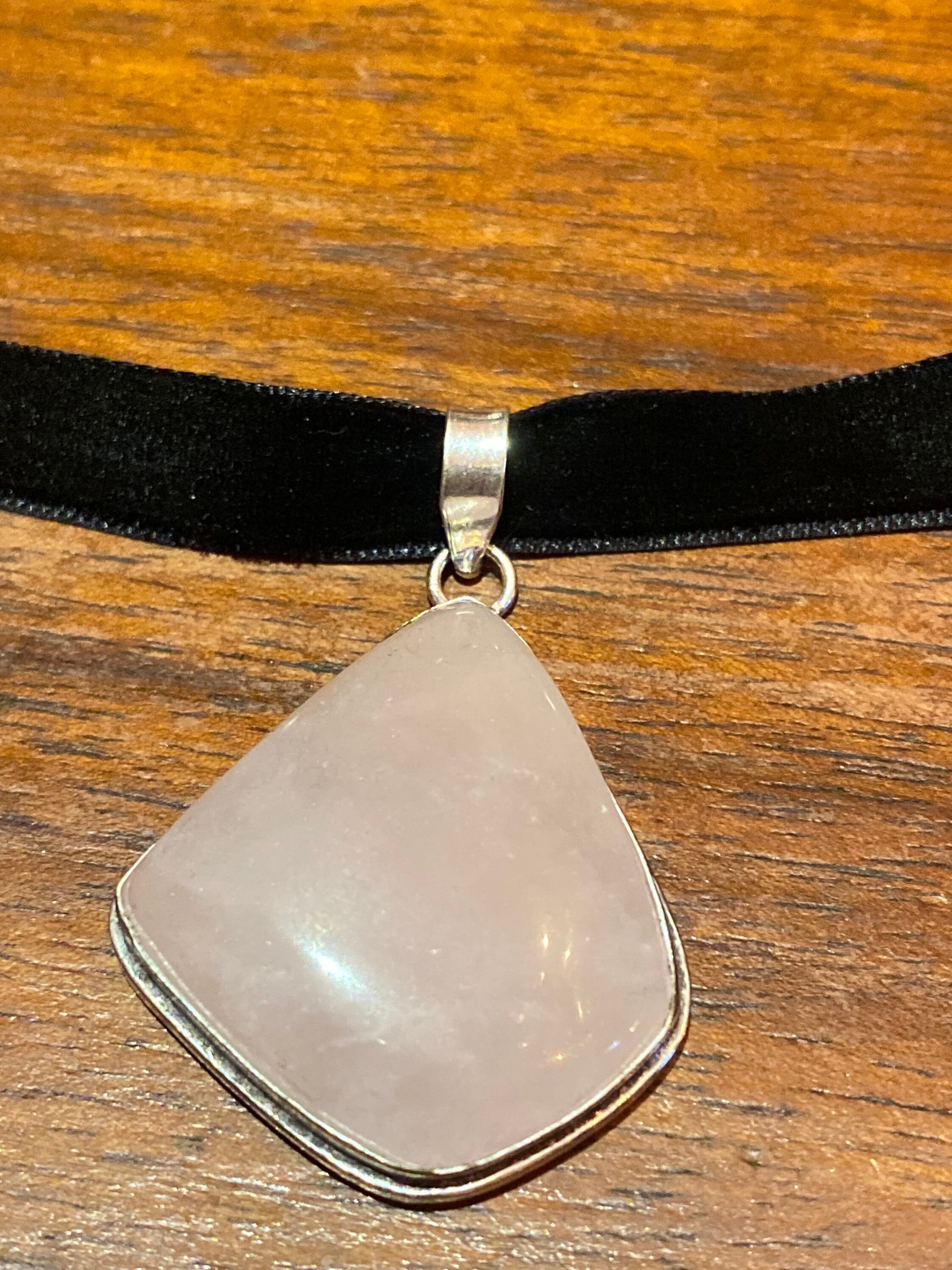 Vintage Rose Quartz Choker Pendant