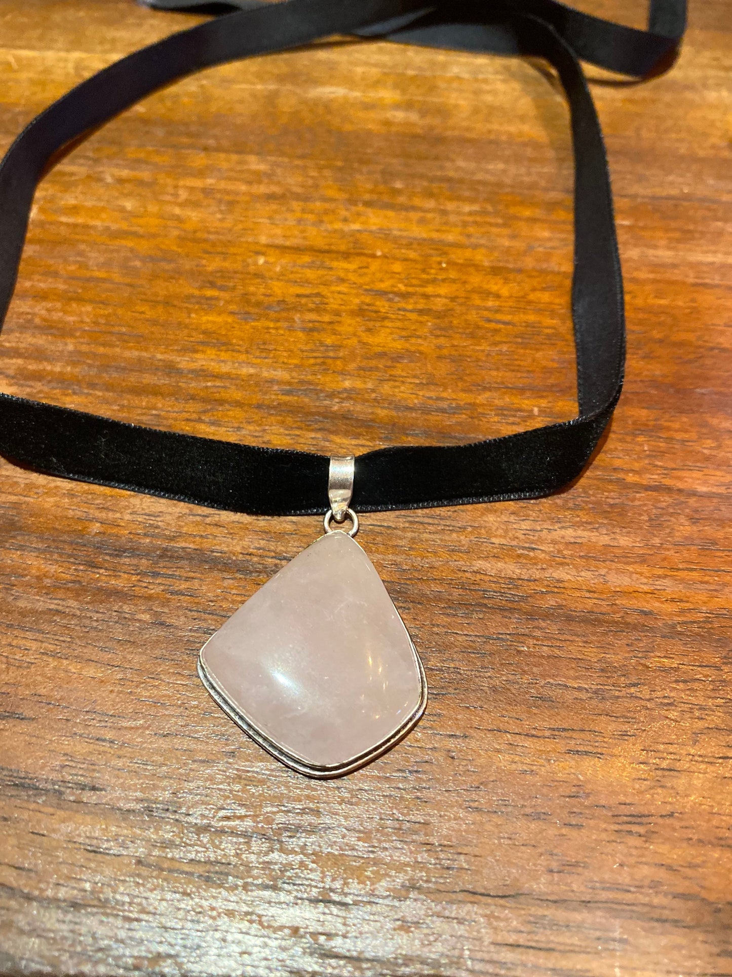 Vintage Rose Quartz Choker Pendant