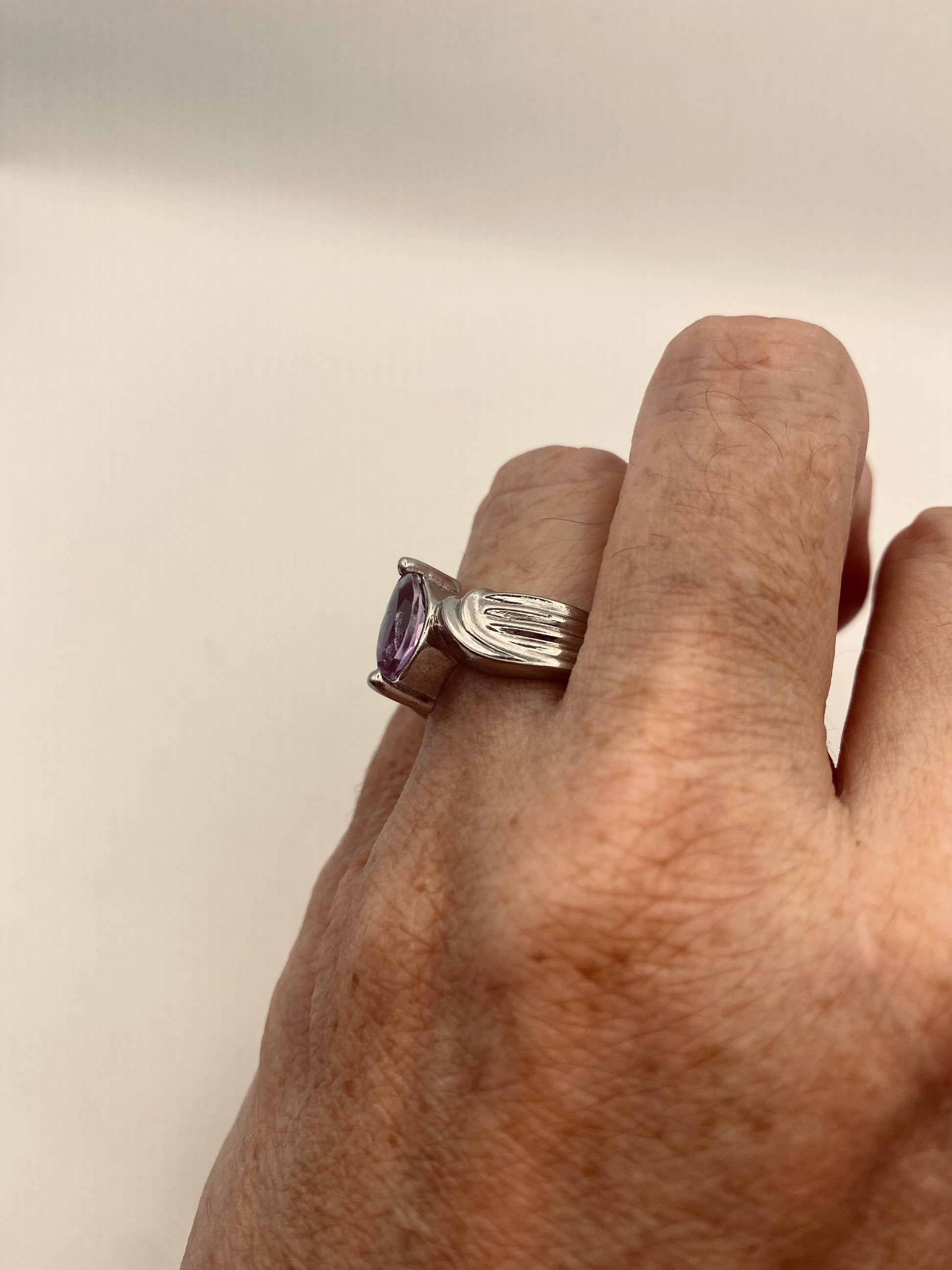 Vintage Purple Amethyst Ring 925 Sterling Silver Size 7.5