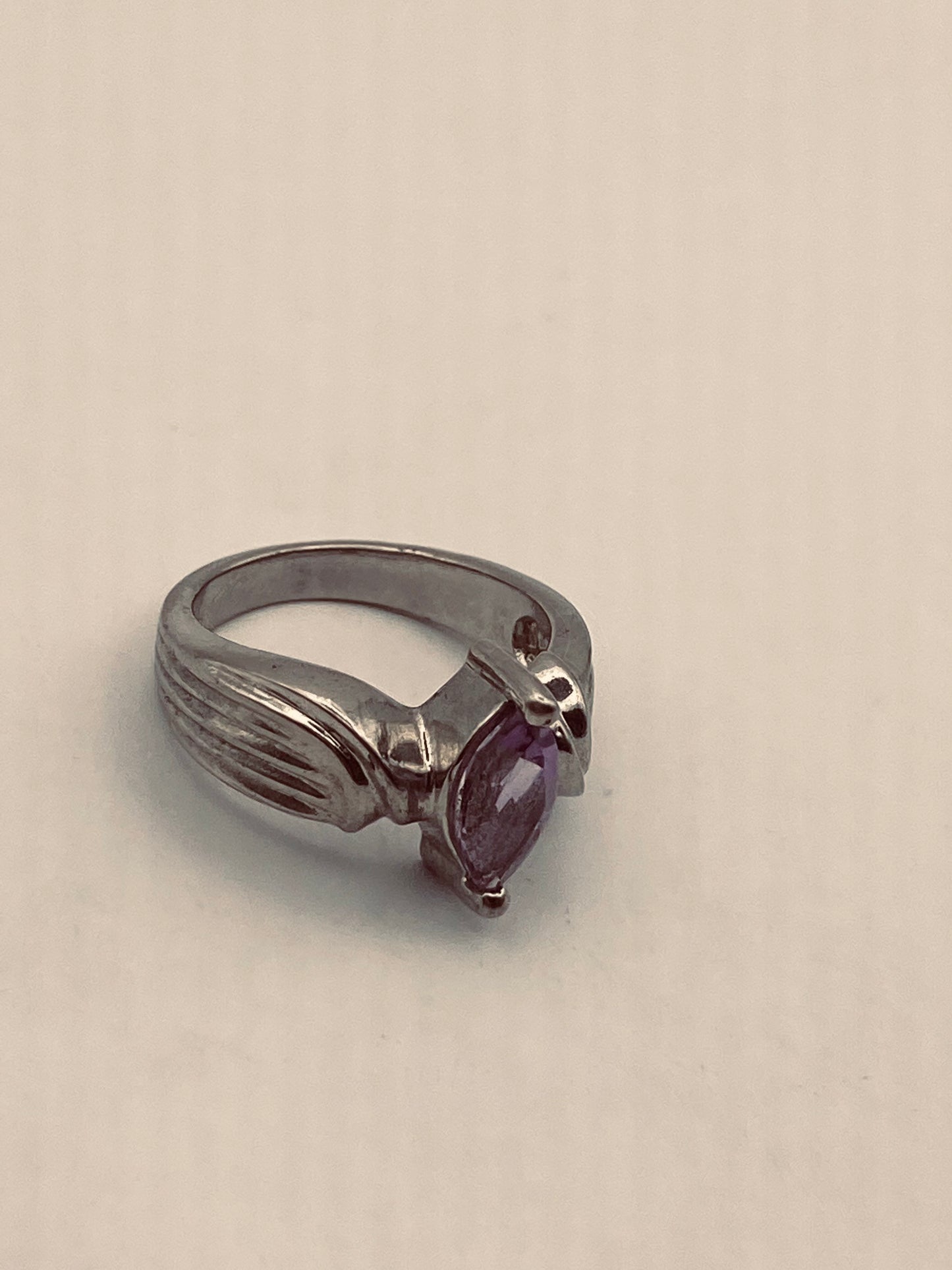 Vintage Purple Amethyst Ring 925 Sterling Silver Size 7.5