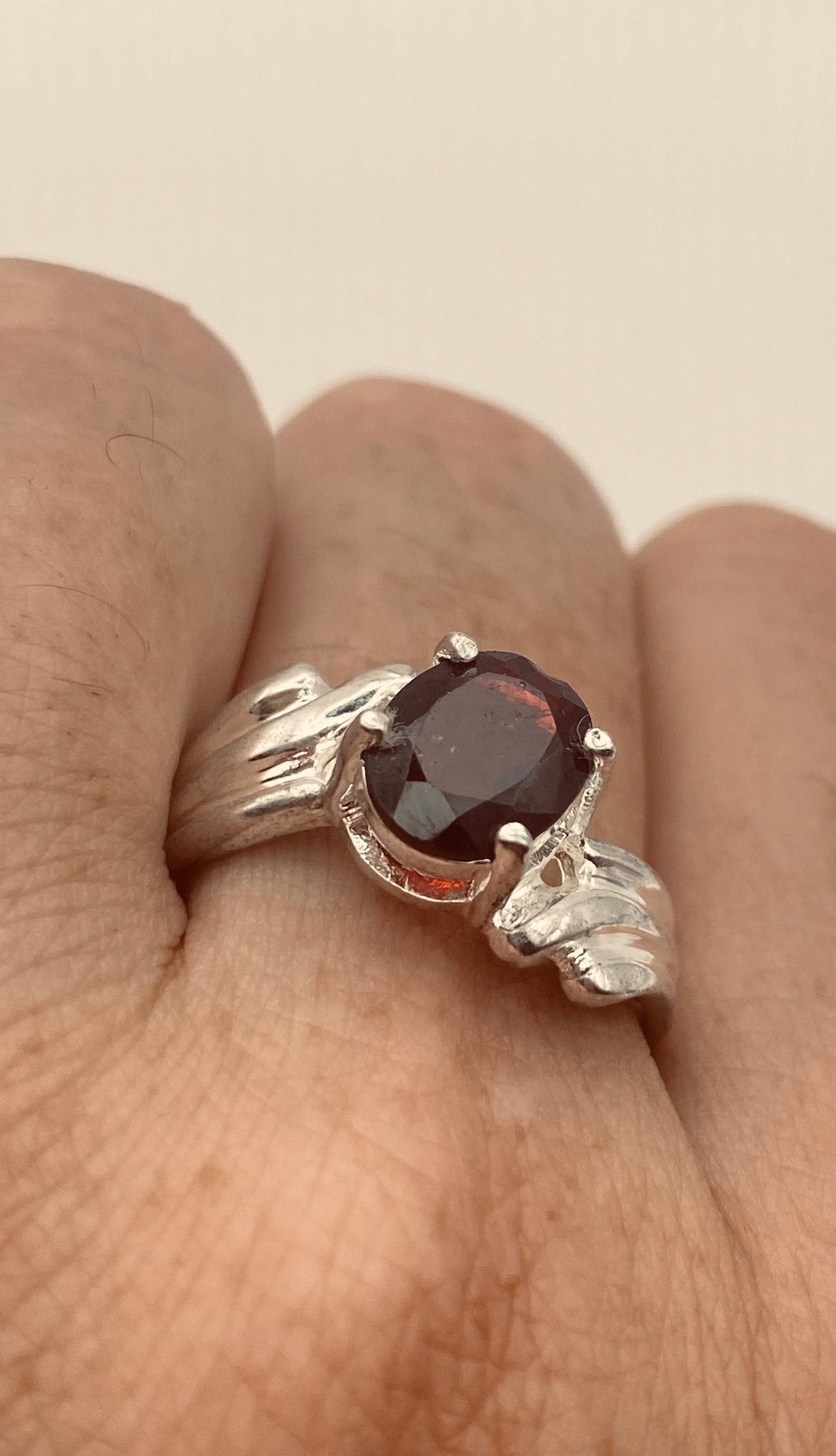 Vintage Red Bohemian Garnet Ring 925 Sterling Silver Size 8