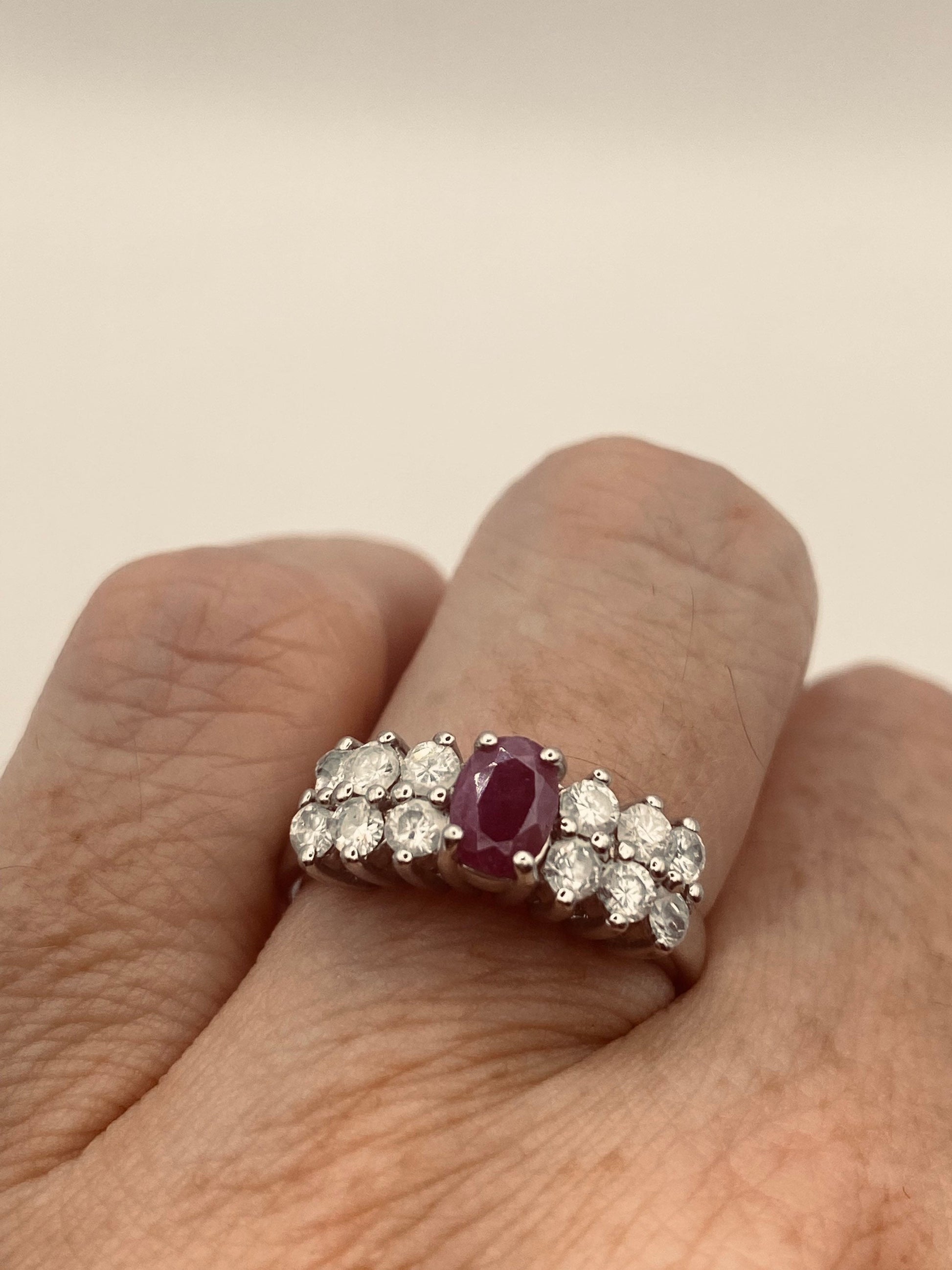 Vintage Pink Ruby 925 Sterling Silver Ring