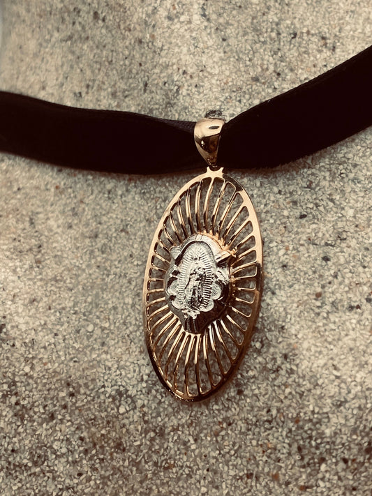 Vintage Saint Mary Choker Gold Filled Amulet Necklace