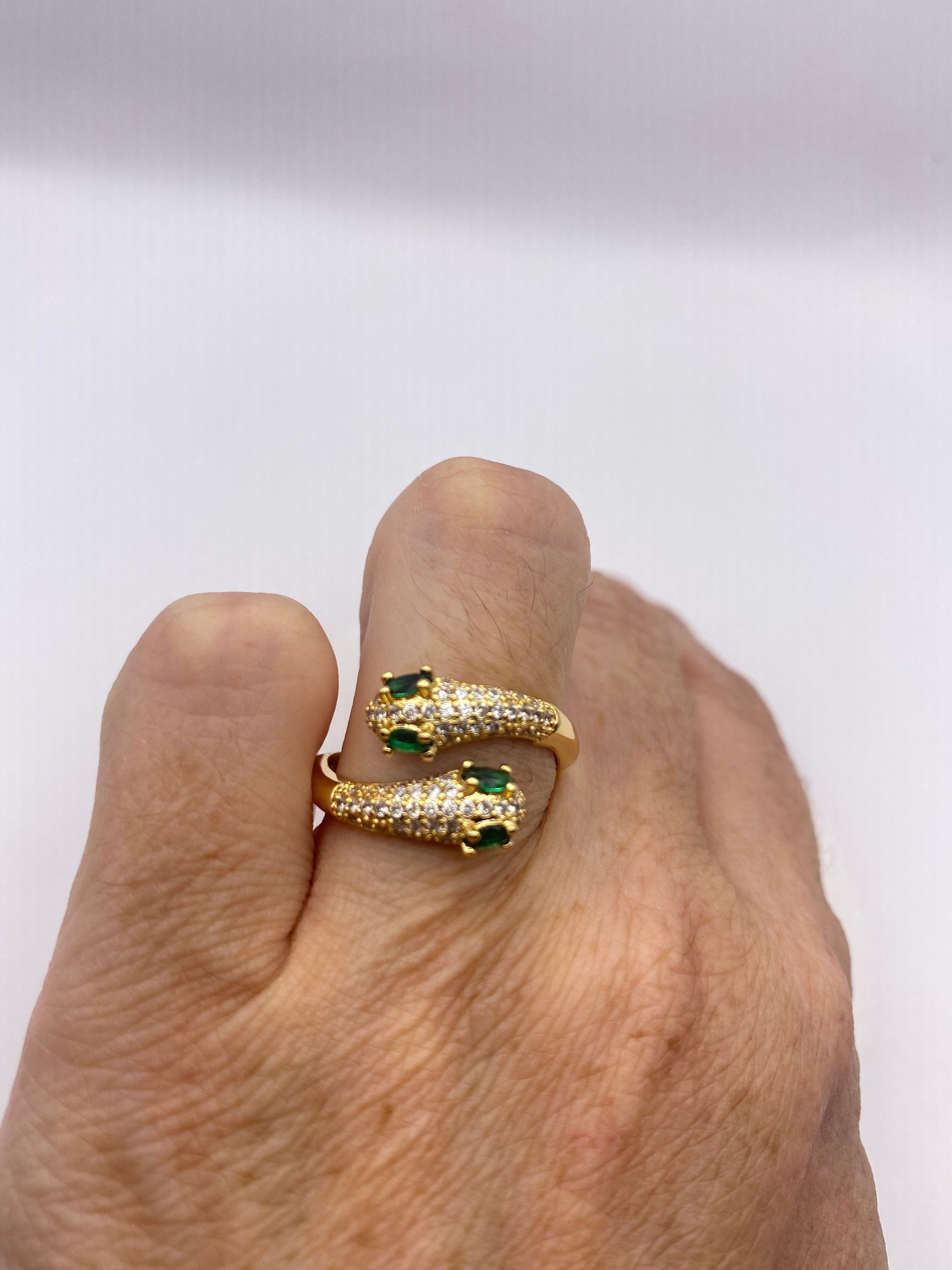 Vintage Snake Serpent Ring Gold filled Deco Cocktail Adjustable