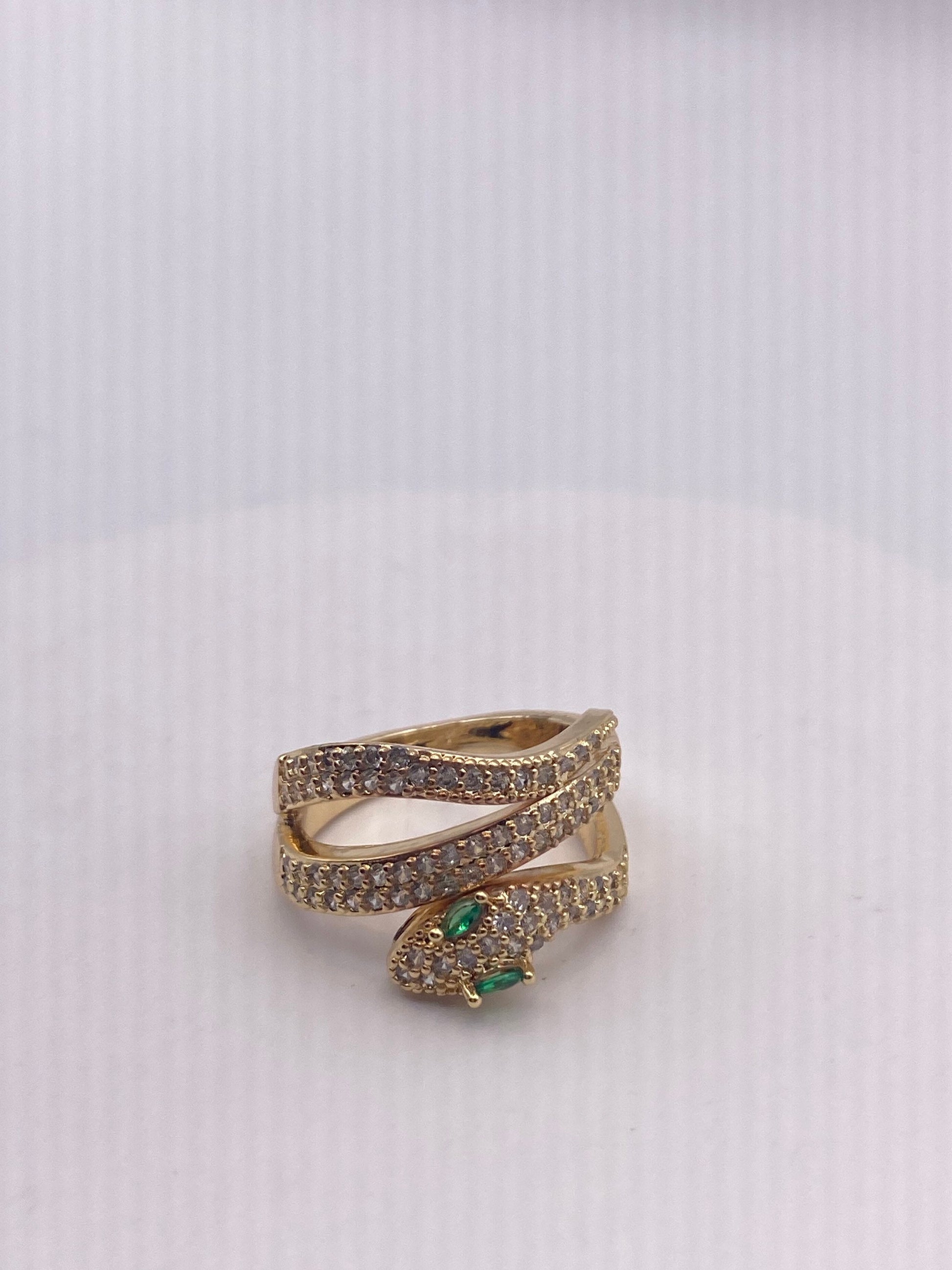 Vintage Snake Serpent Ring Gold filled Deco Cocktail Adjustable