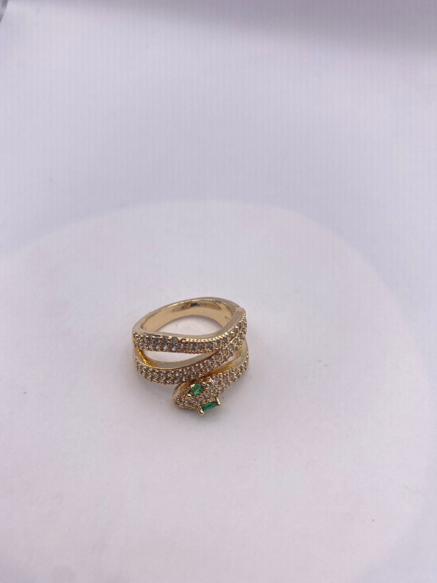 Vintage Snake Serpent Ring Gold filled Deco Cocktail Adjustable