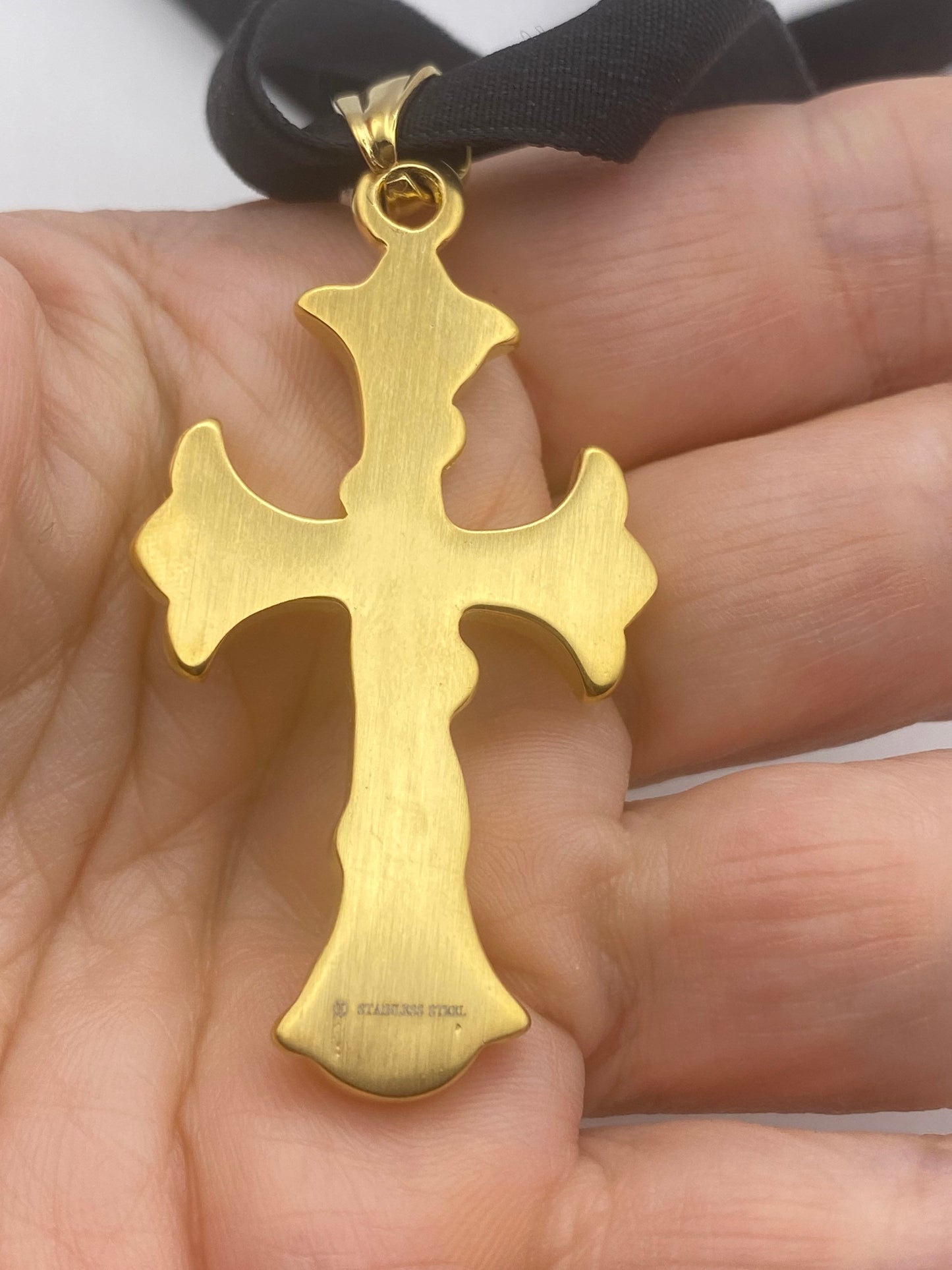 vintage Celtic Gold Stainless Steel Cross pendant necklace