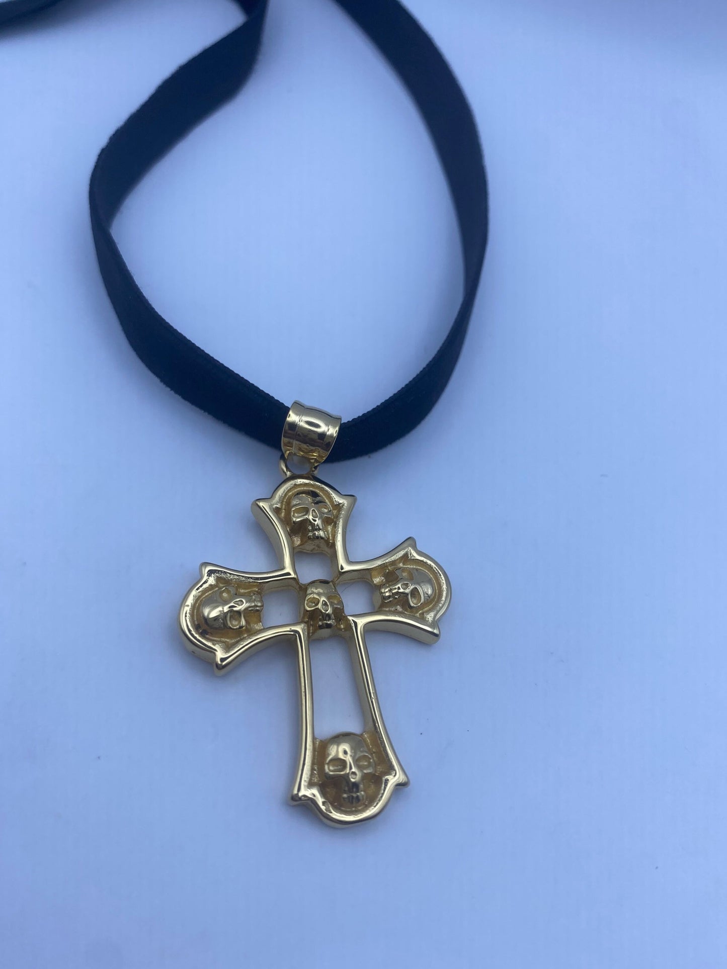 vintage Celtic Skull Gold Stainless Steel Cross pendant necklace