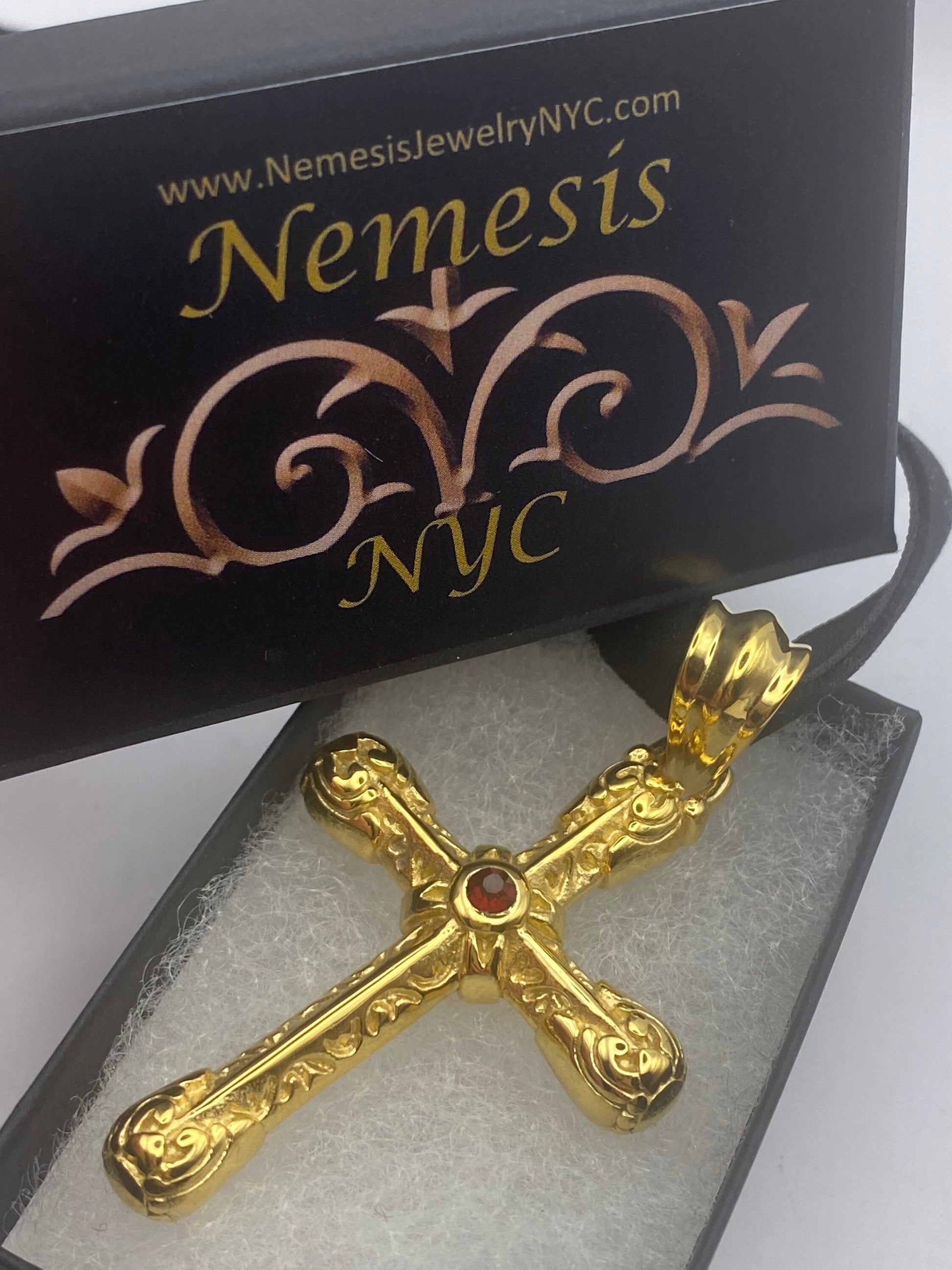 vintage Celtic Gold Stainless Steel Cross pendant necklace