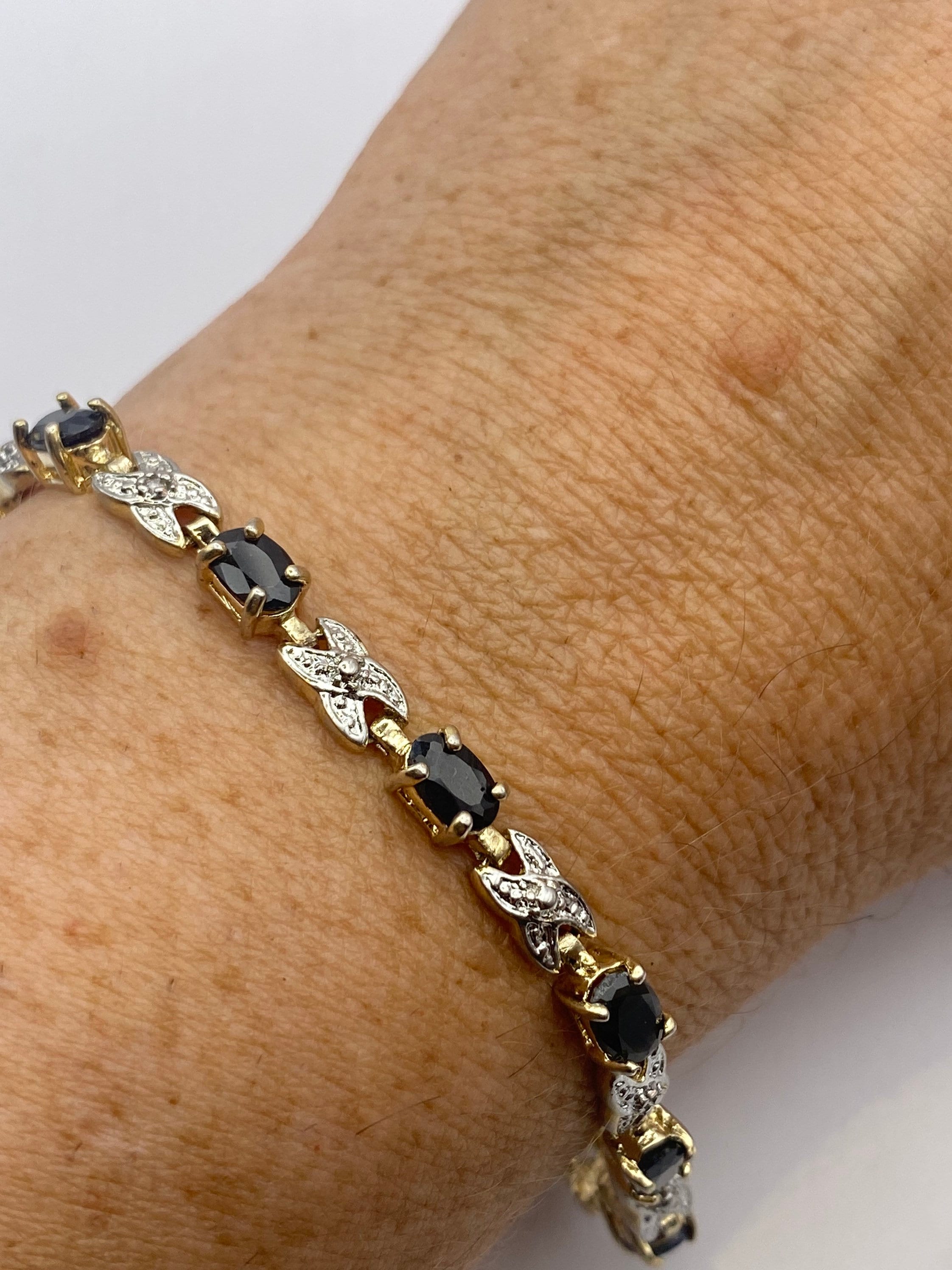 Vintage Sterling Silver Sapphire Tennis Bracelet store