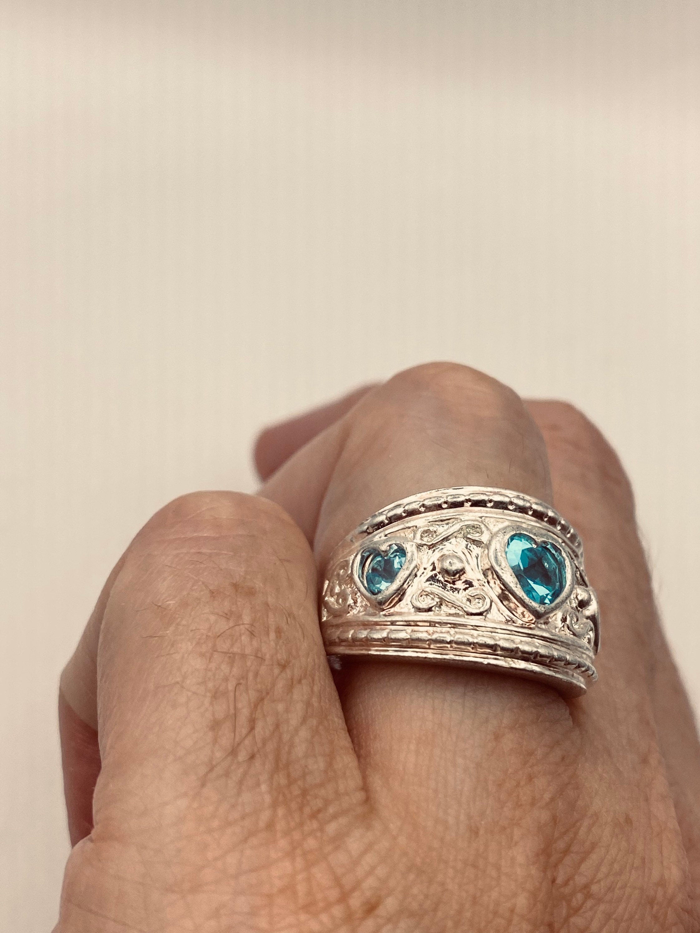 Vintage Blue Topaz Silver popular Ring - Size 6