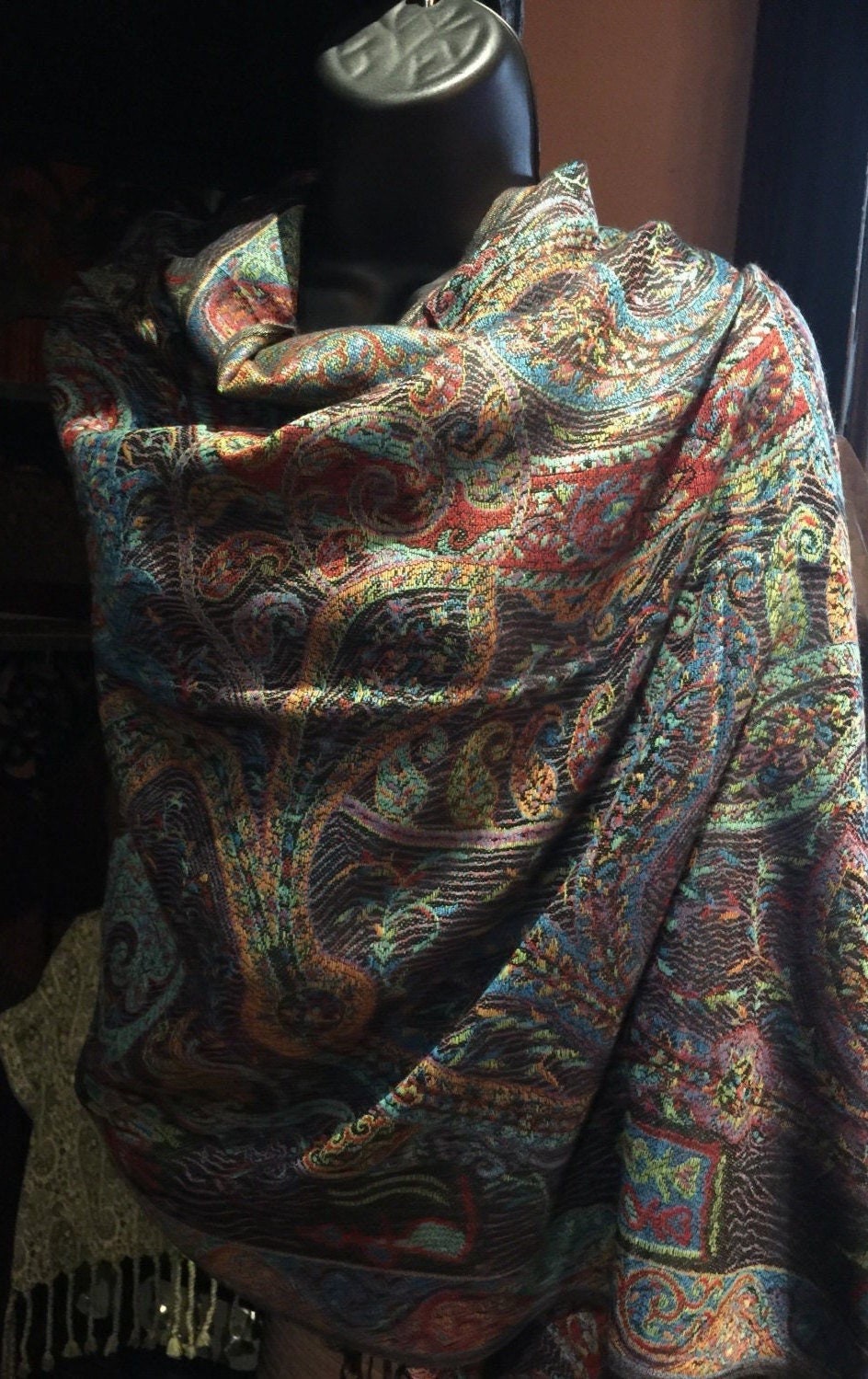 Jamawar Paisley Brocade Pashmina Scarf Wrap Shawl