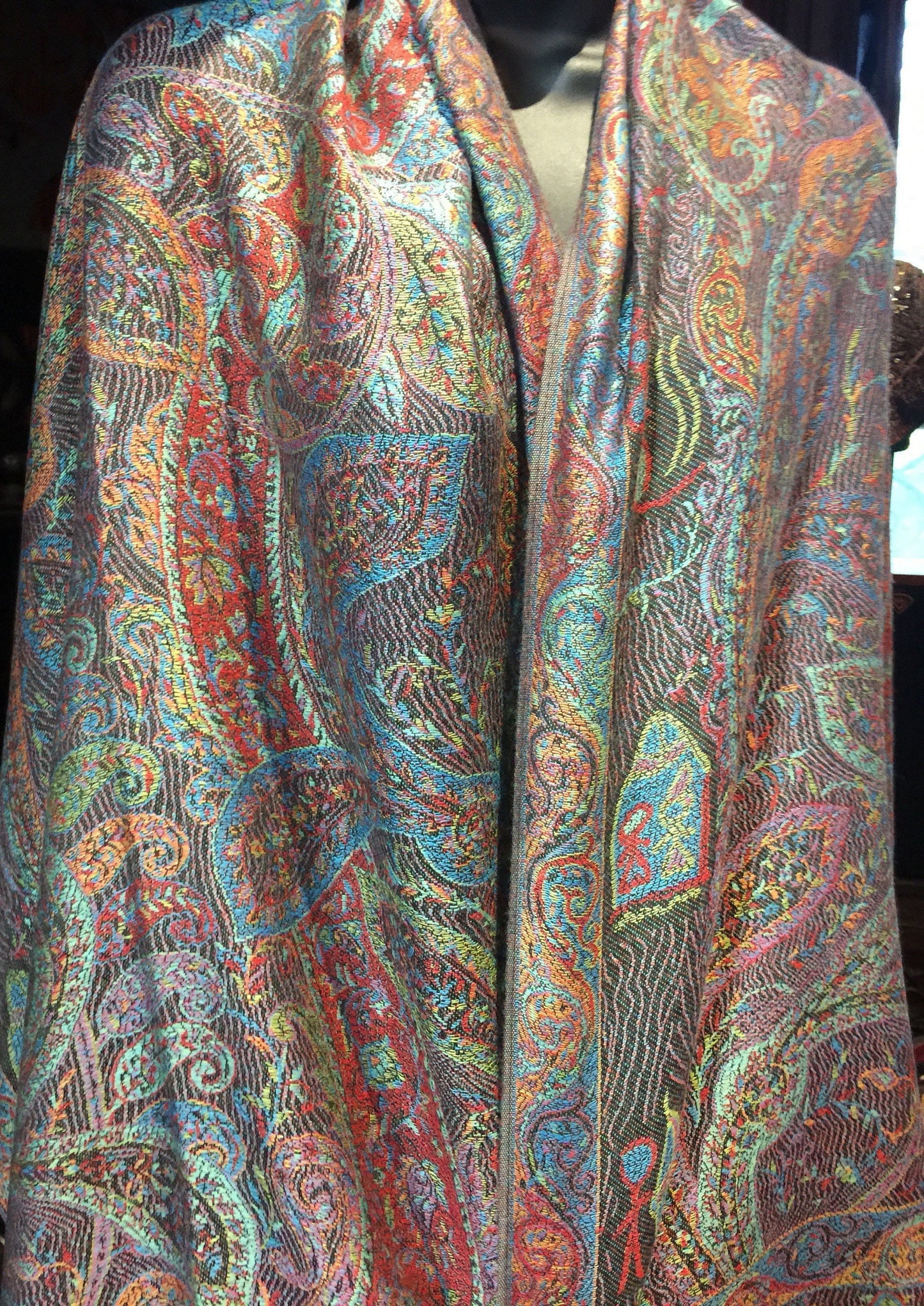 Jamawar Paisley Brocade Pashmina Scarf Wrap Shawl