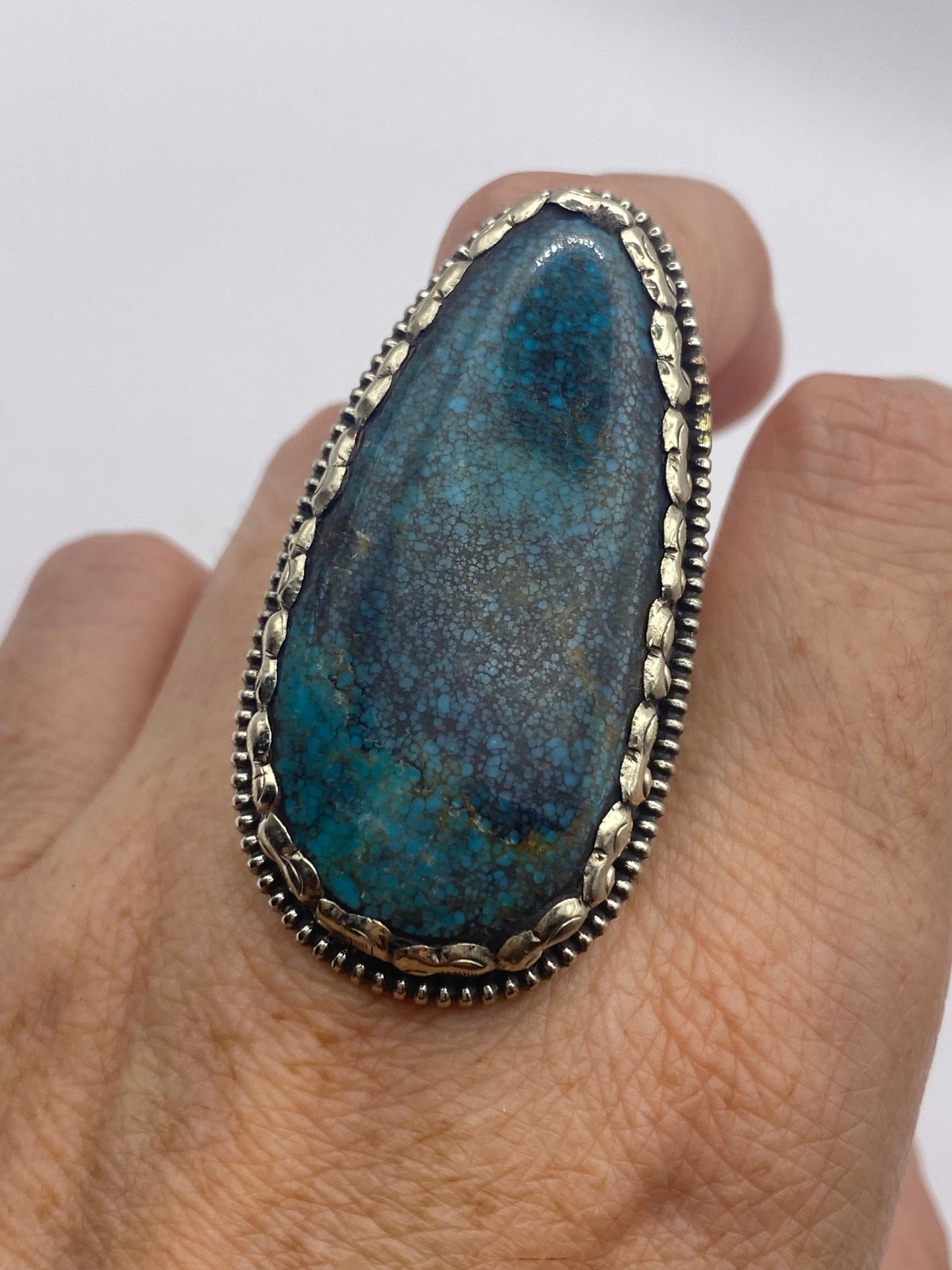 Vintage Blue Genuine Tibetan Turquoise Ring Adjustable