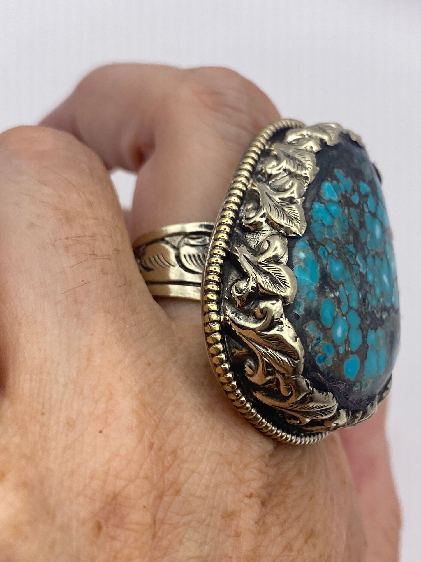 Vintage Blue Genuine Tibetan Turquoise Ring Adjustable