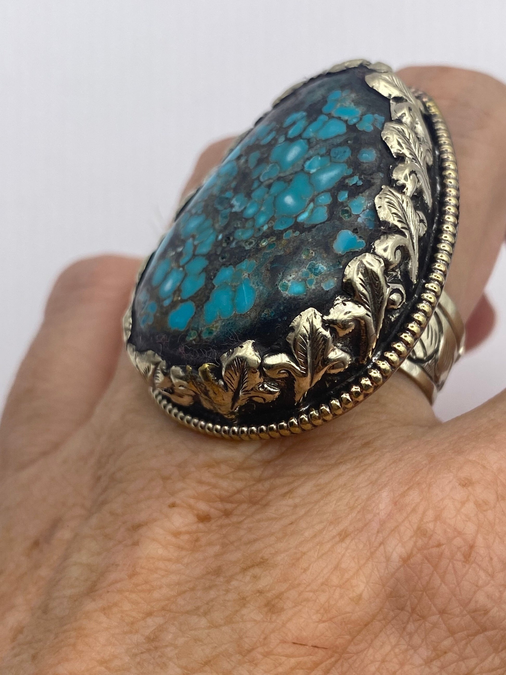 Vintage Blue Genuine Tibetan Turquoise Ring Adjustable