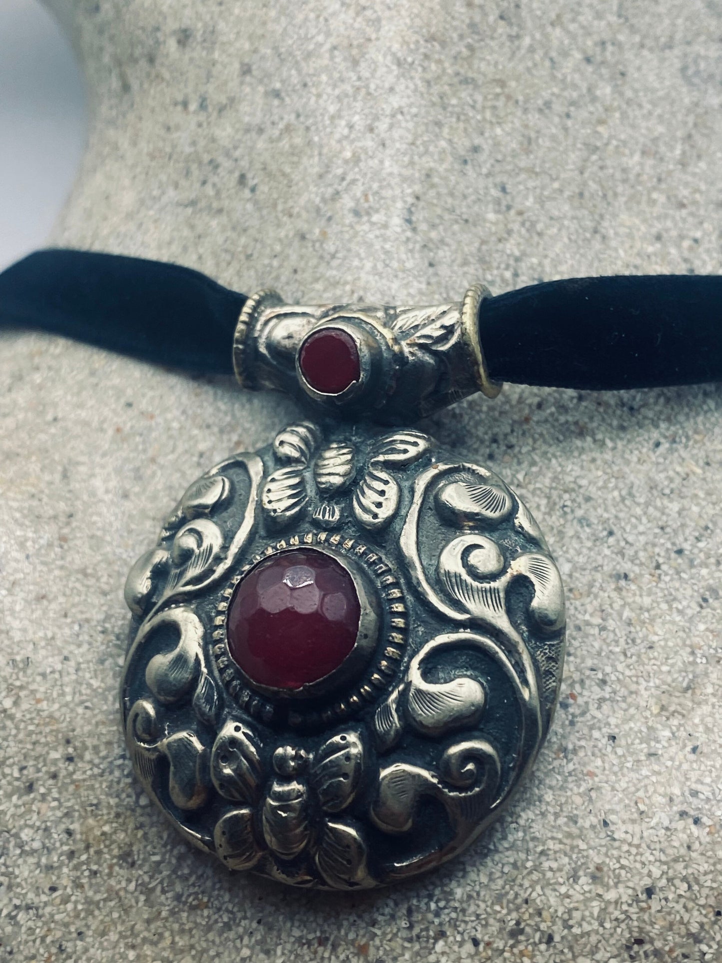 Vintage Tibetian Red Carnelian Choker Pendant